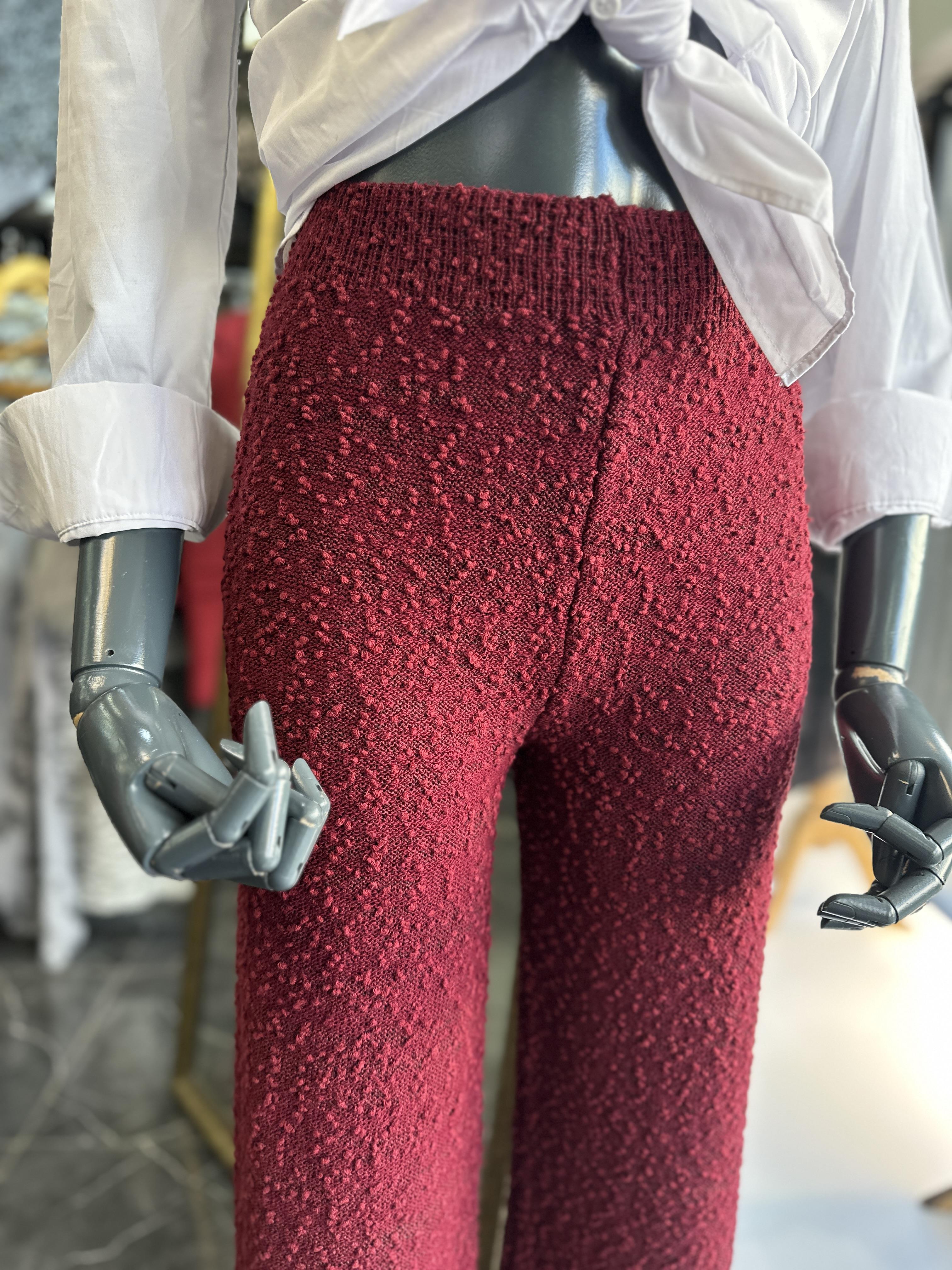 Bordo Triko Bol Paça Pantolon