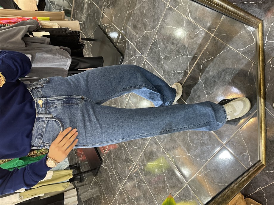 Boru Paça Koyu Mavi Jean