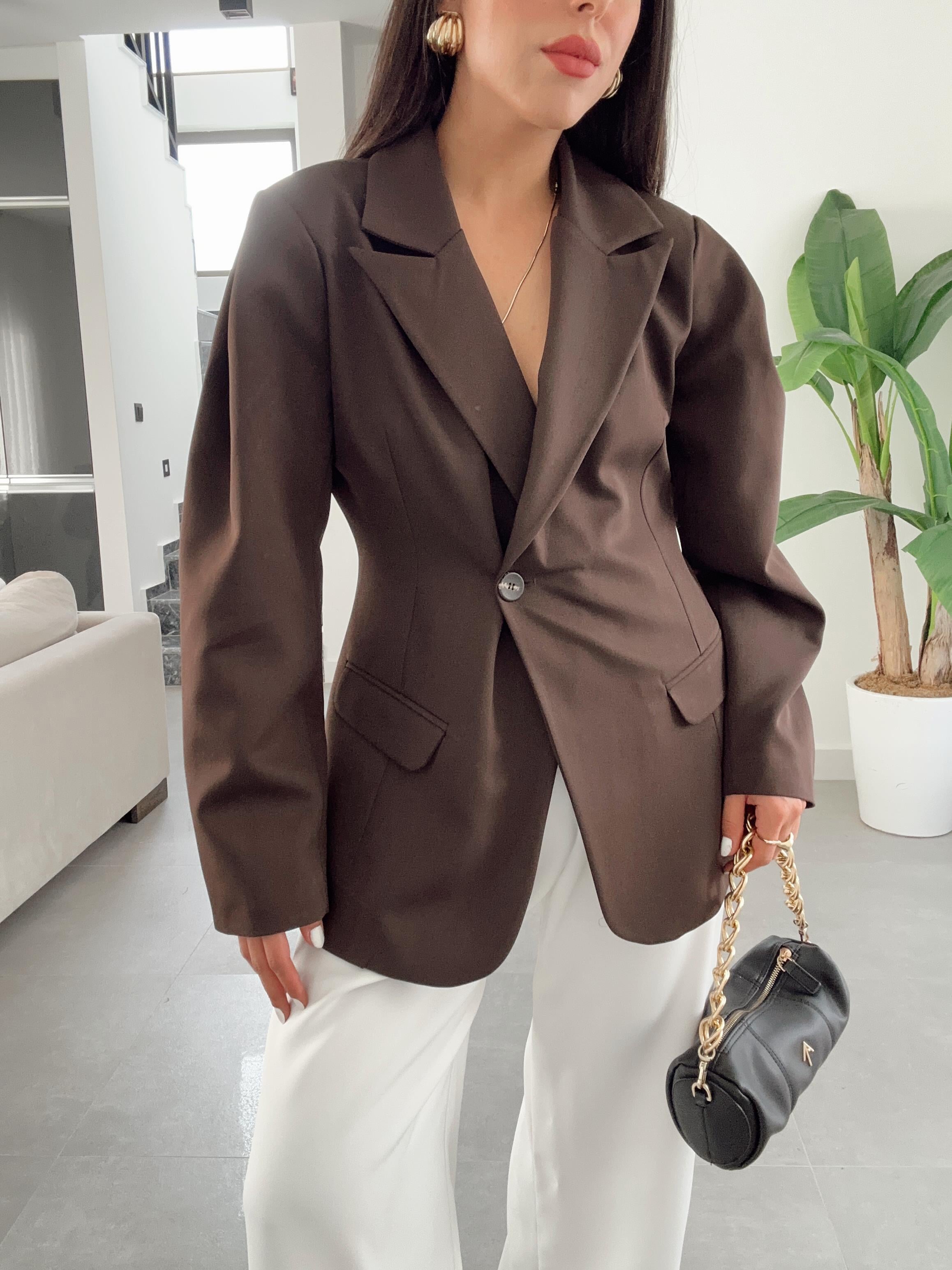 Briella Kahve Belden Oturtmalı Blazer