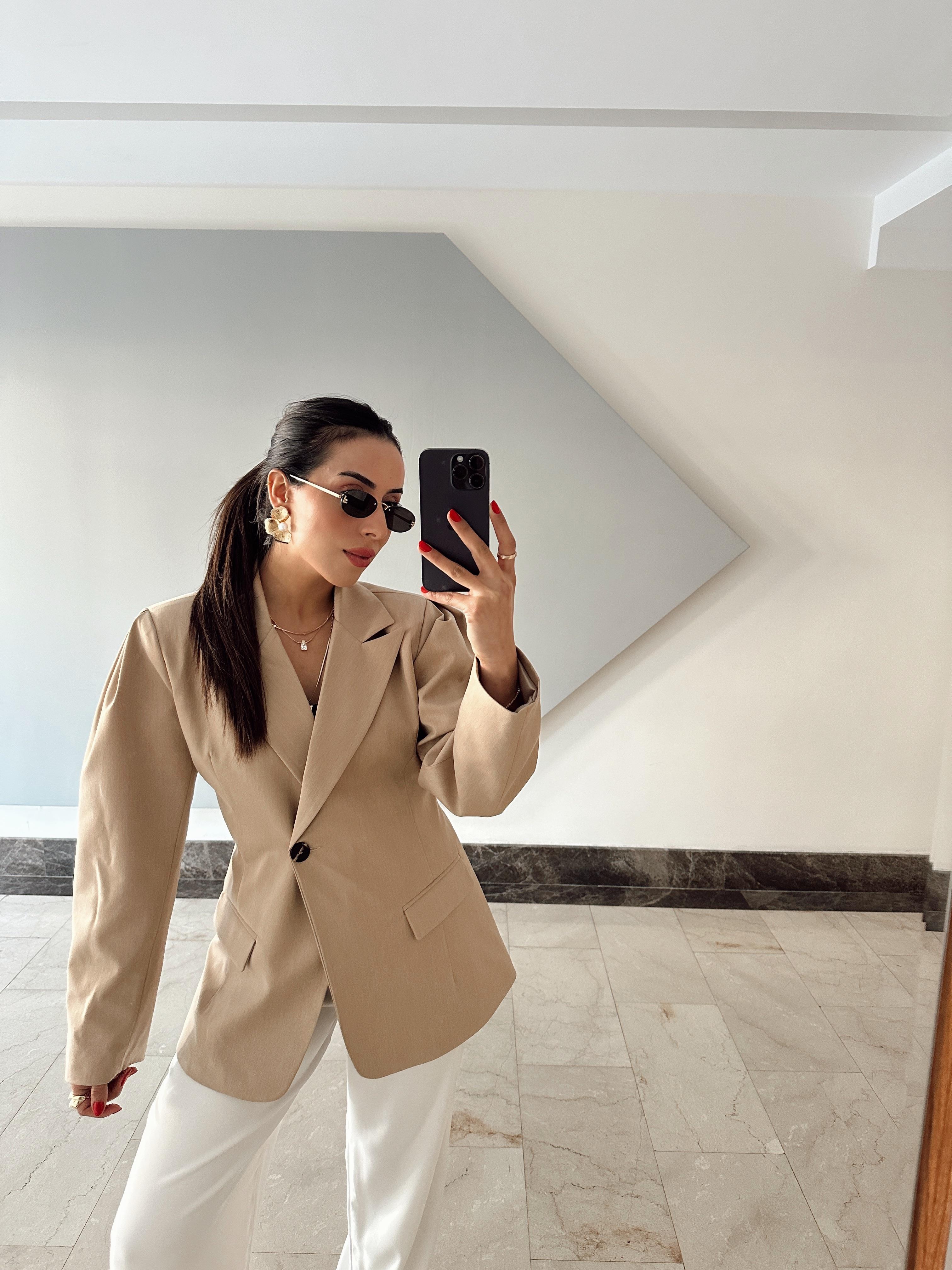 Briella Vizon Belden Oturtmalı Blazer