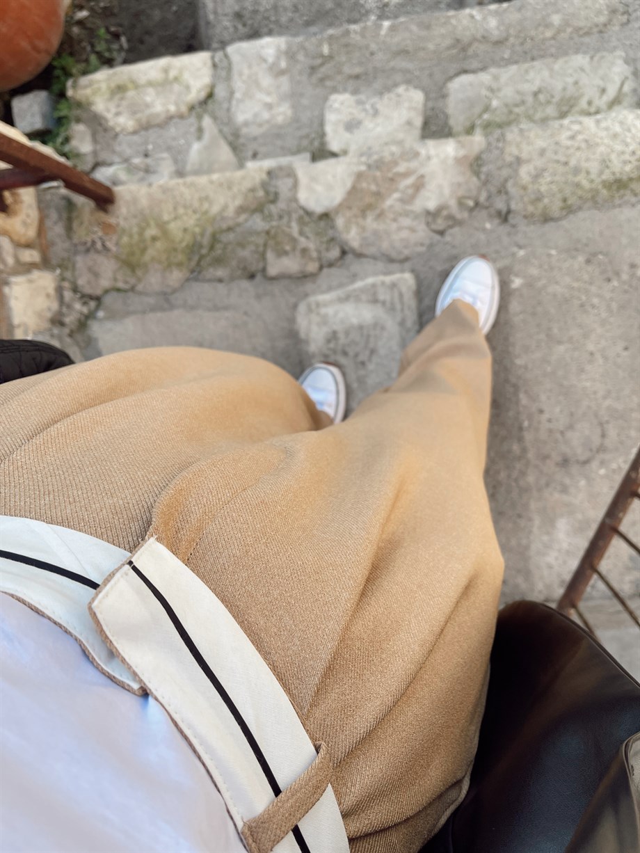 Camel Kemer Detaylı Pantolon