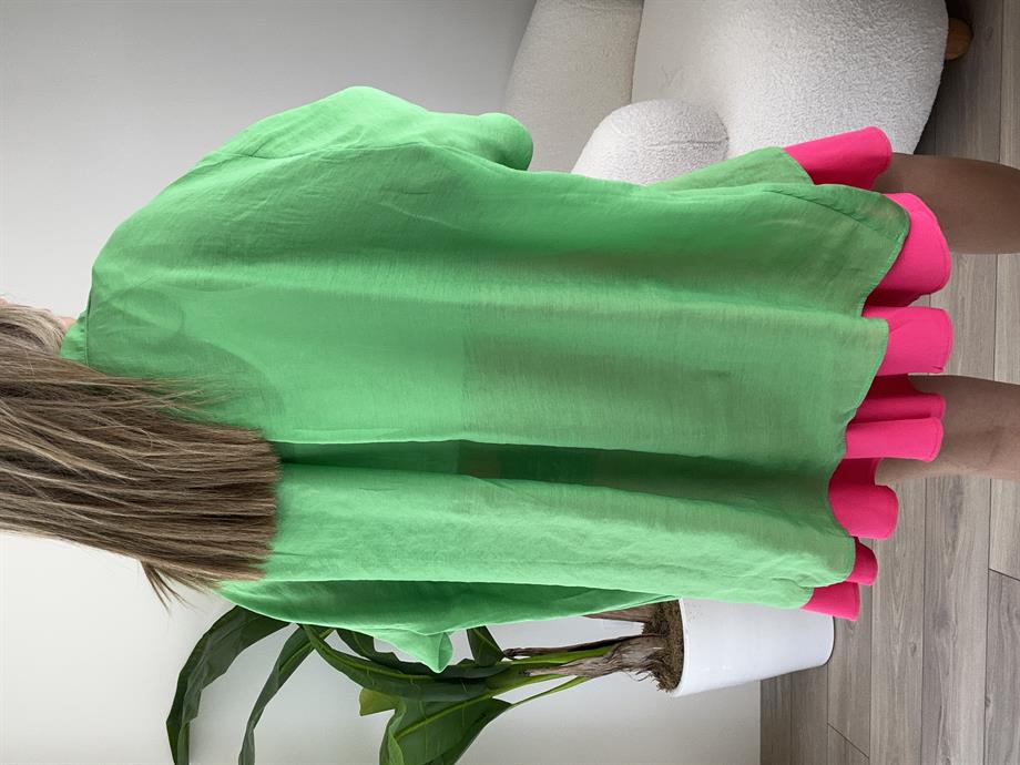 Çimen Yeşili Düşük Omuz Oversize Gömlek