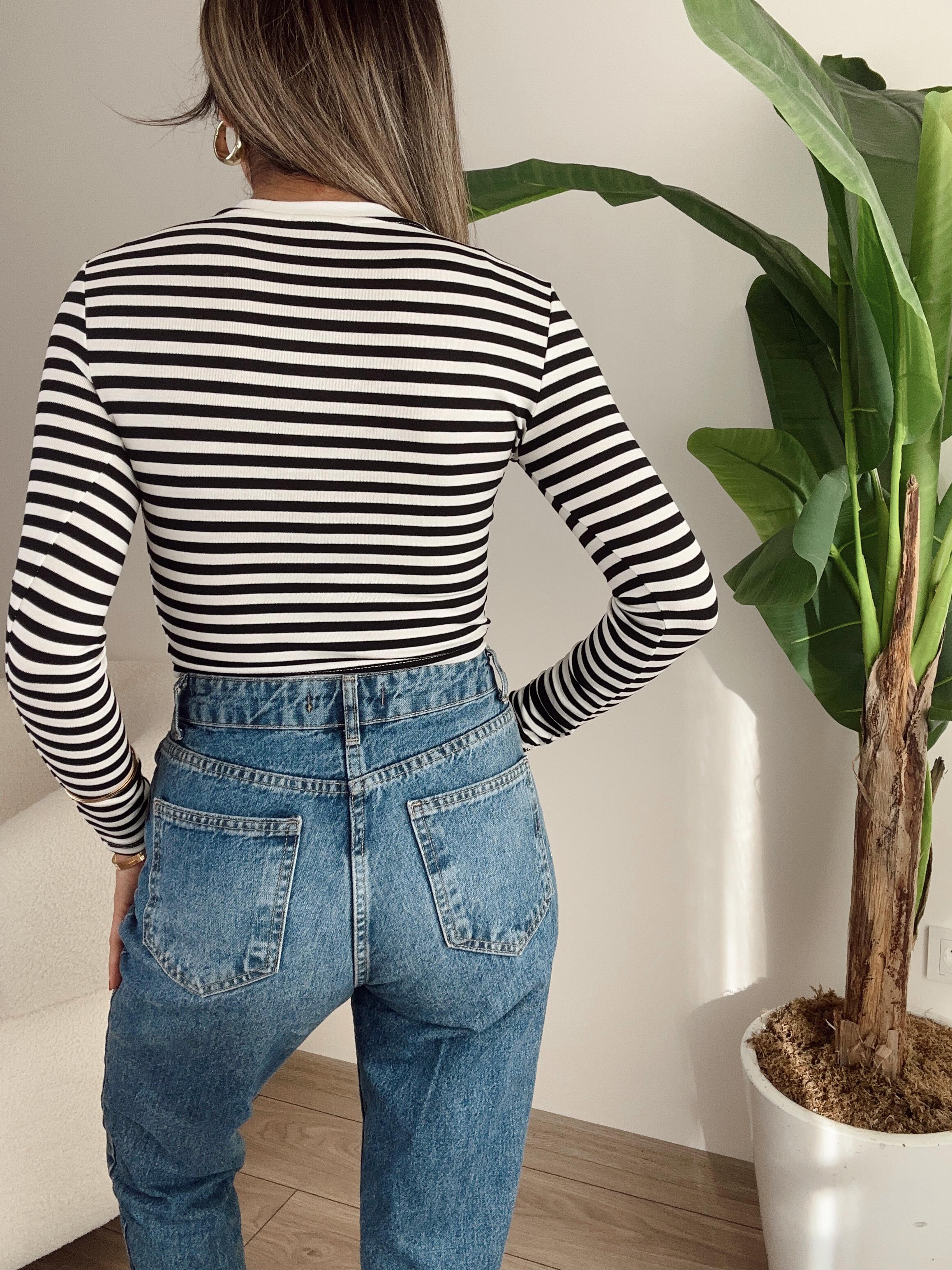 Çizgili Crop Bluz