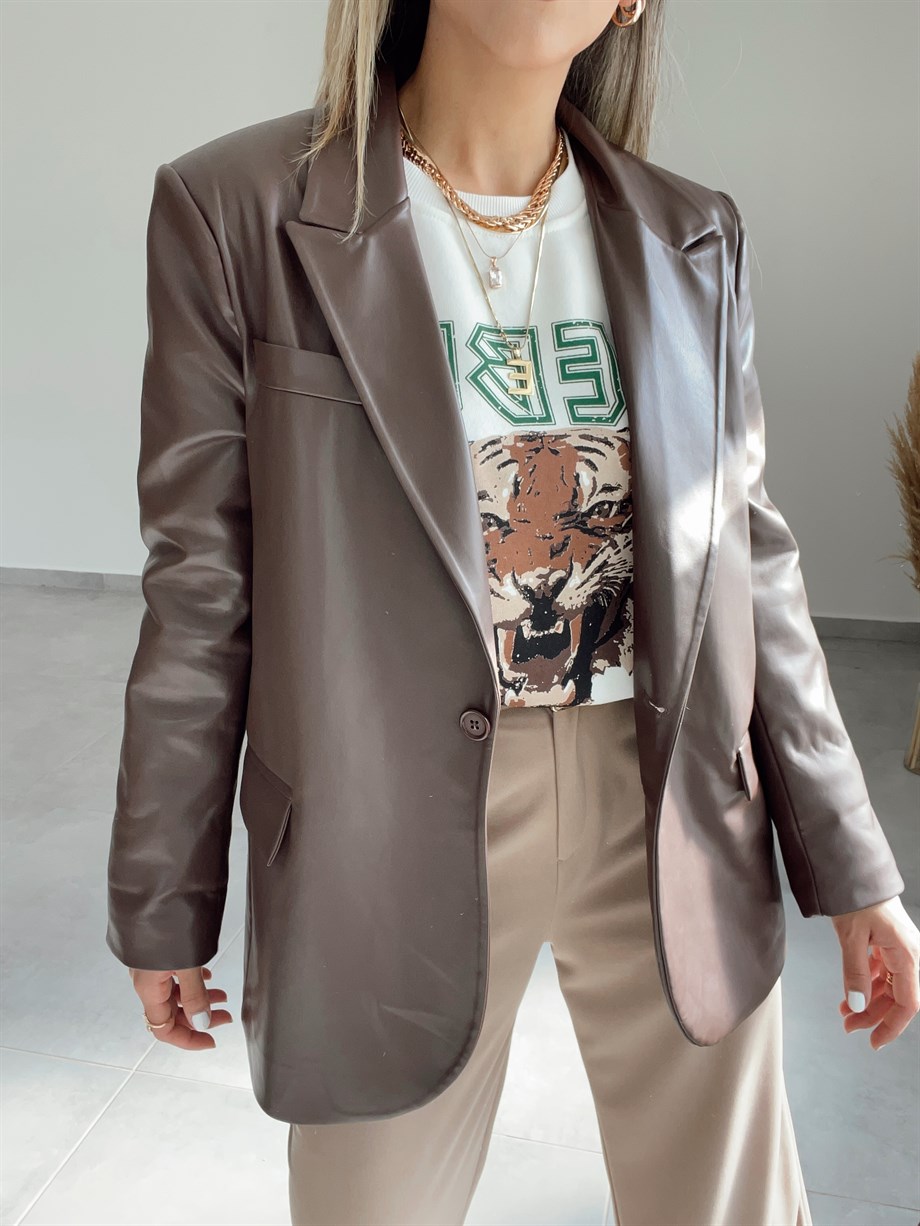 Deri Blazer Kahve Ceket