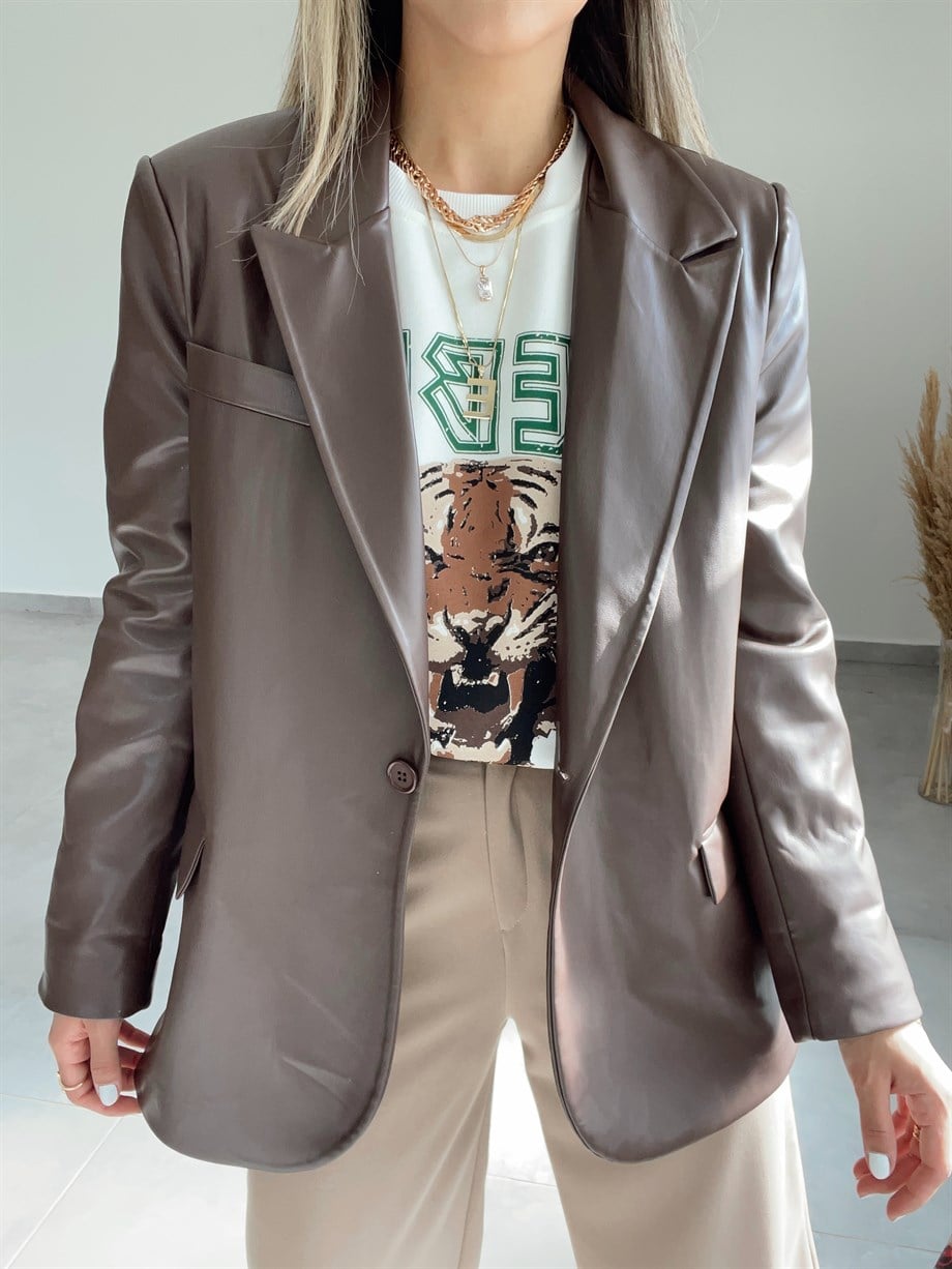 Deri Blazer Kahve Ceket