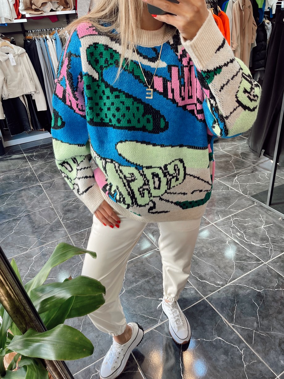 Desenli Triko Kazak-Taş