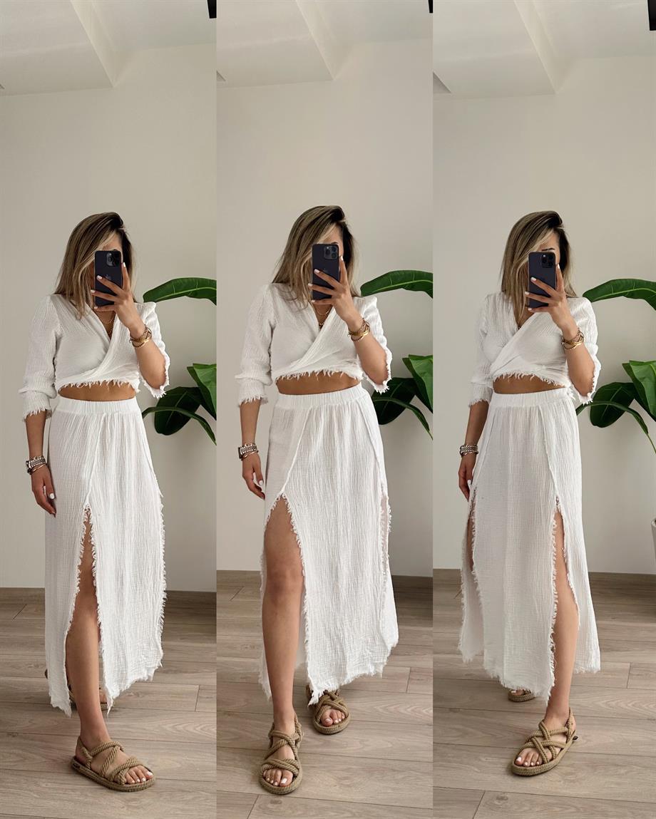 Efes Beyaz Bağlamalı Crop