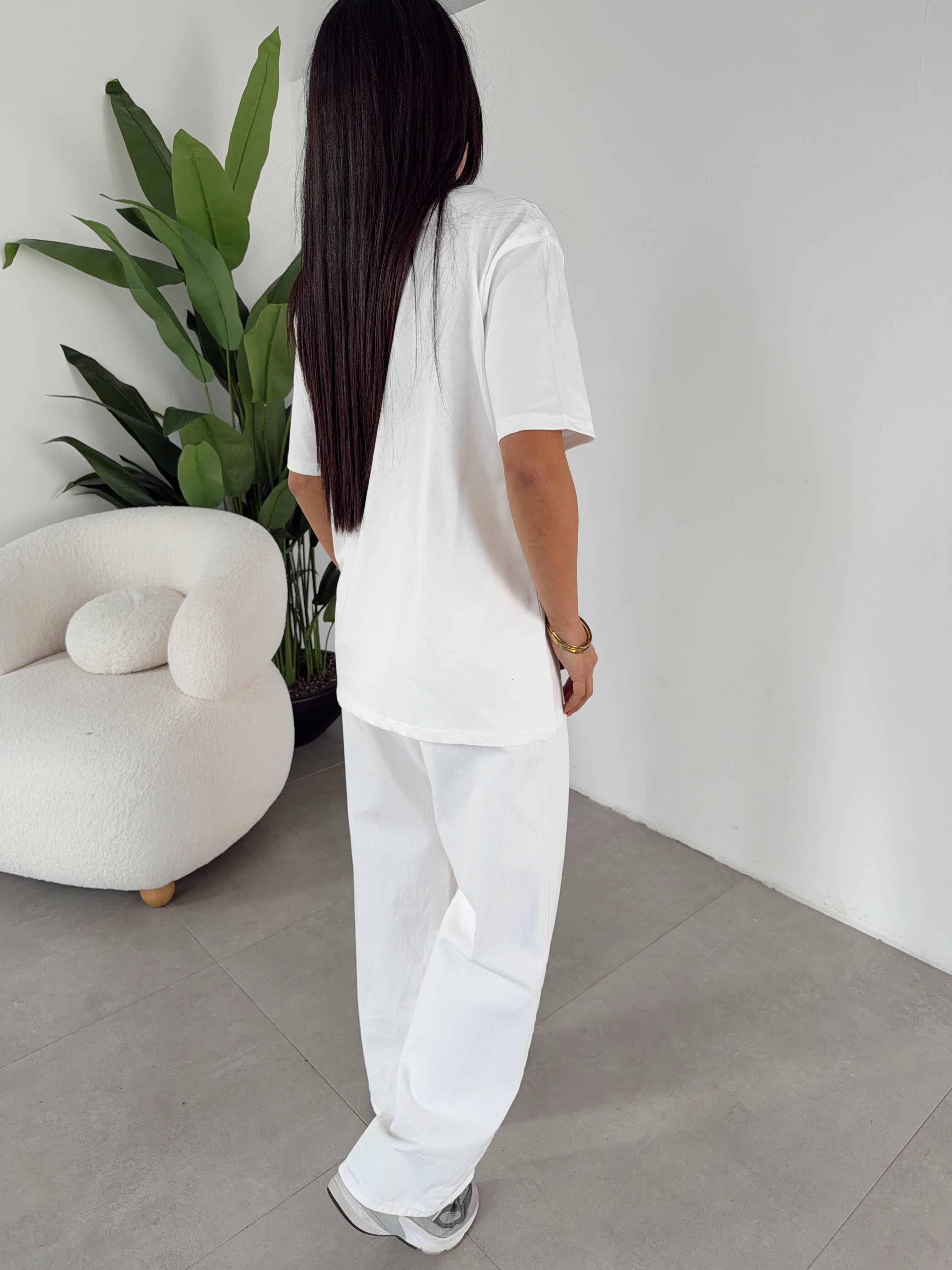 Ekru Ayıcık Baskılı Bisiklet Yaka Tshirt