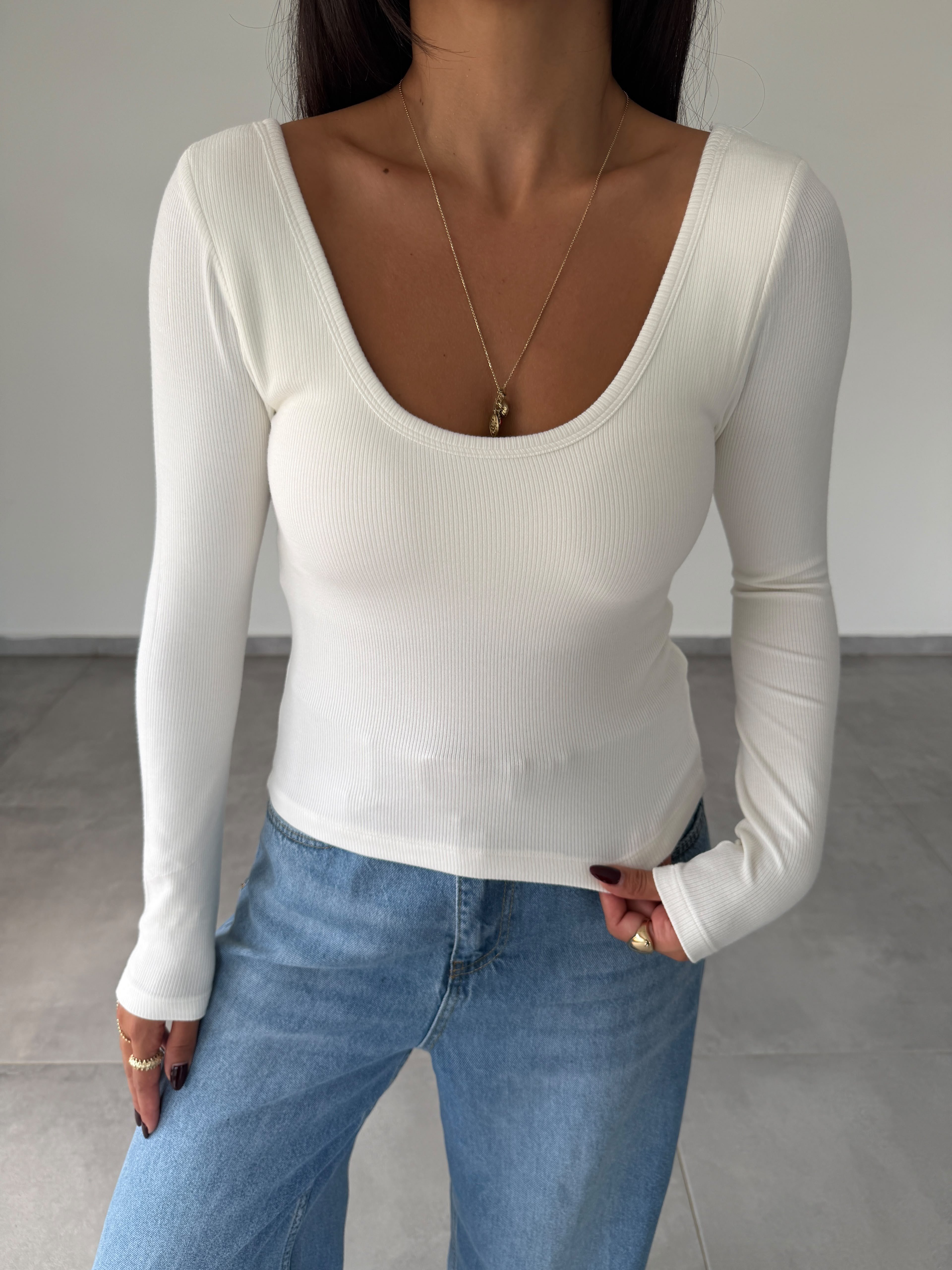 Ekru İpek Kaşkorse Gloplu Uzun Kollu Body