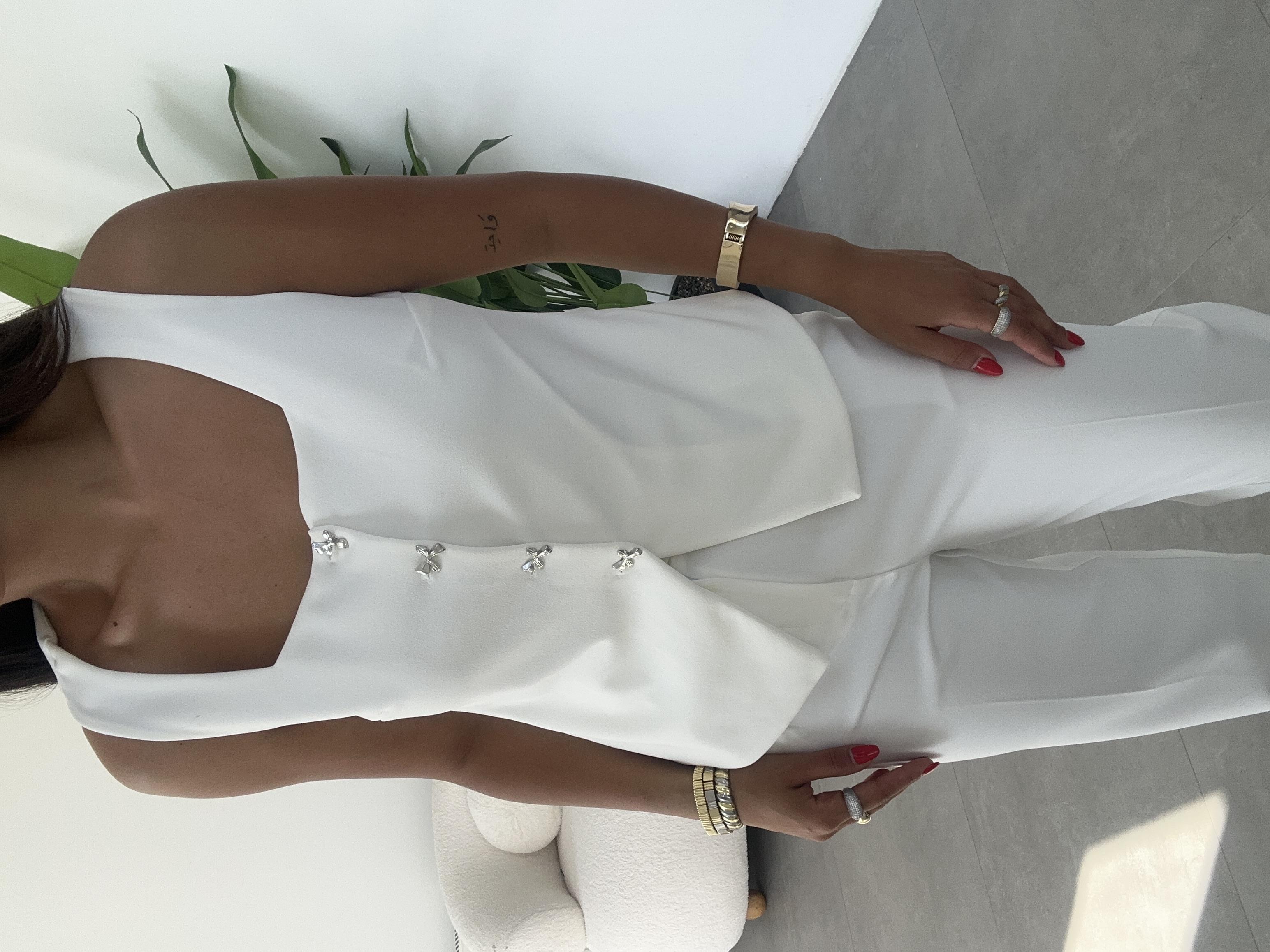 Ekru Kare Yaka Astarlı Yelek