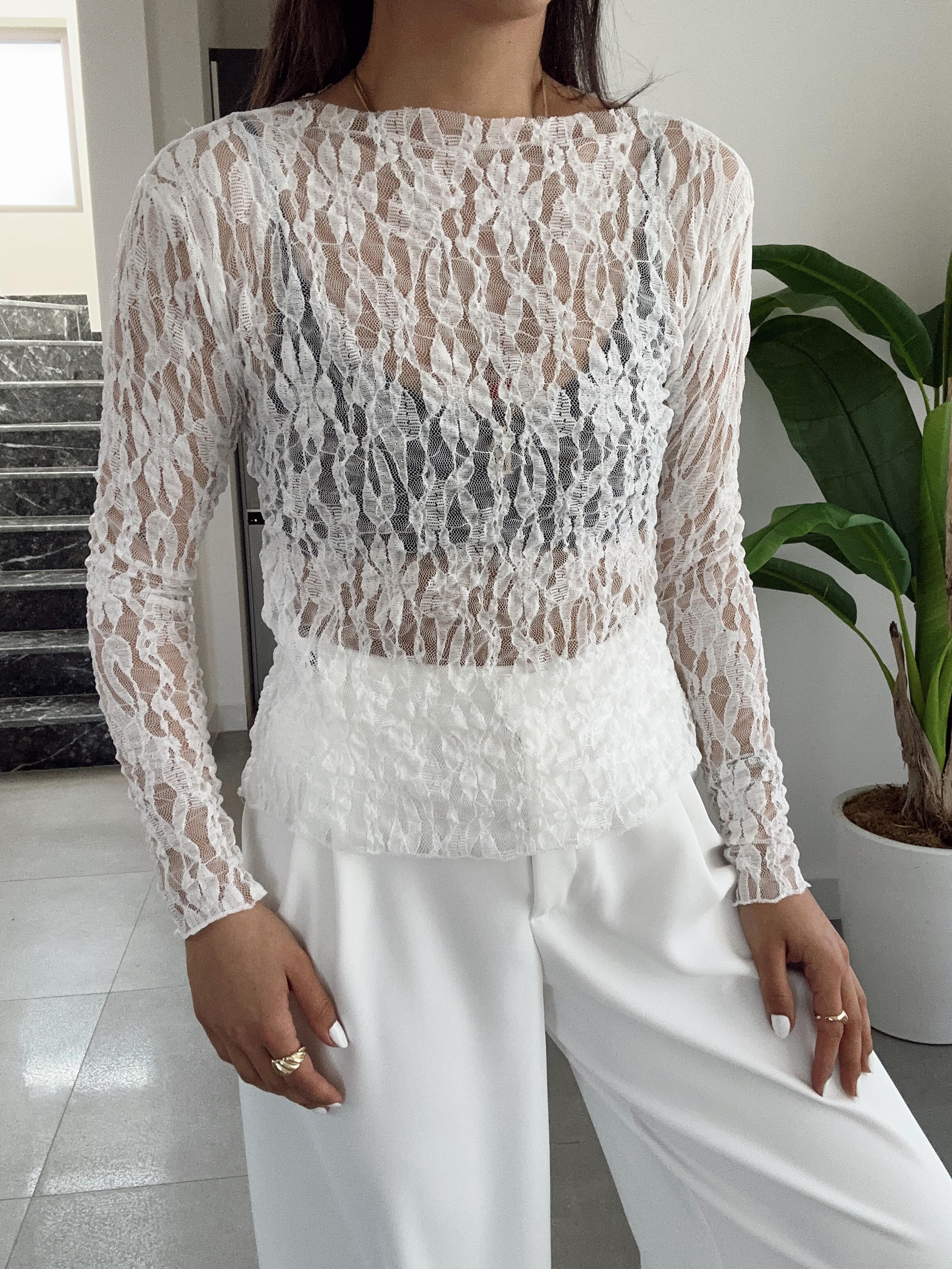 Ekru Tasarım Transparan Bluz