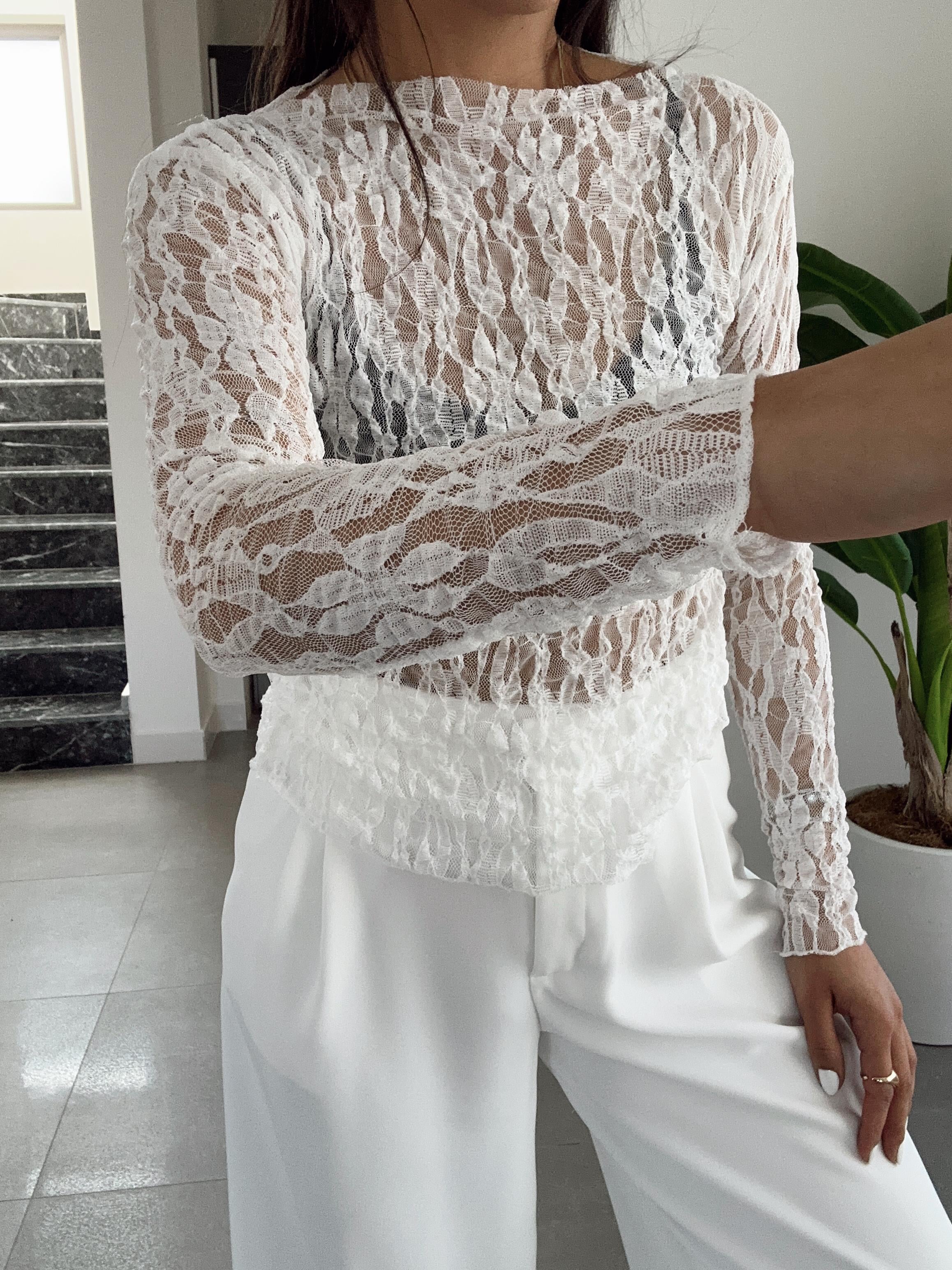 Ekru Tasarım Transparan Bluz