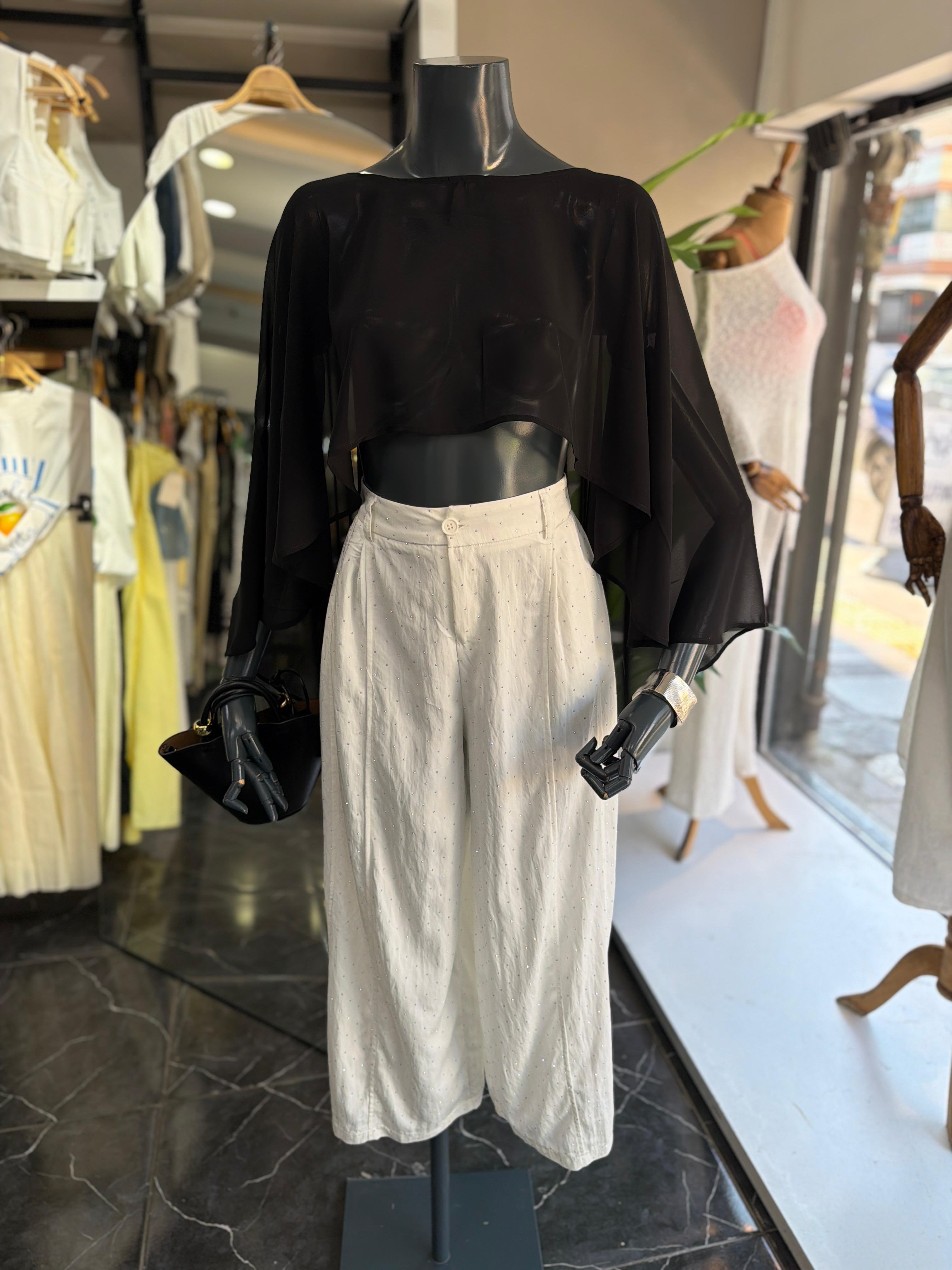 Ekru Taşlı Pantolon