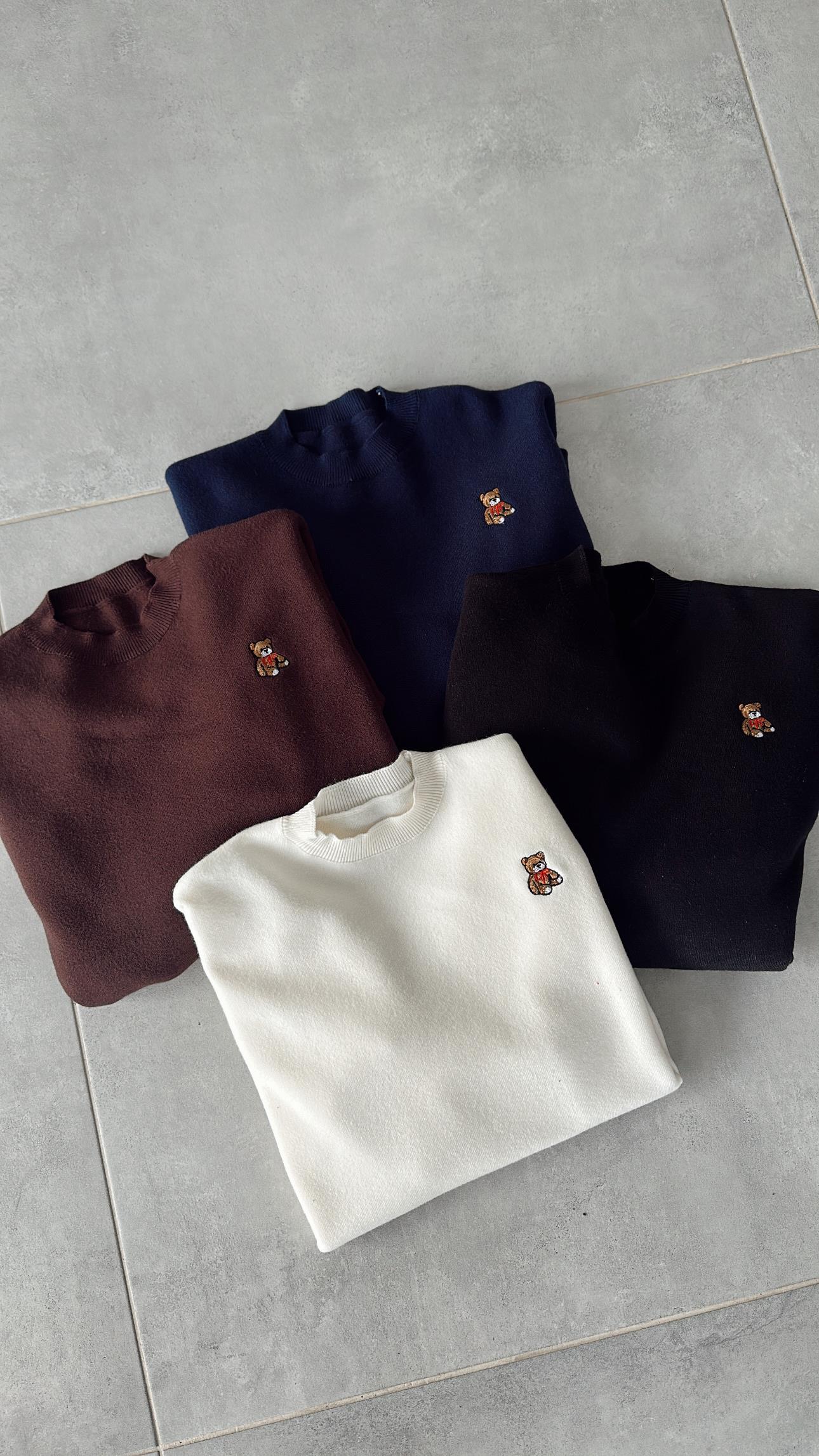 Ekru Tedy Nakışlı Yumoş Triko