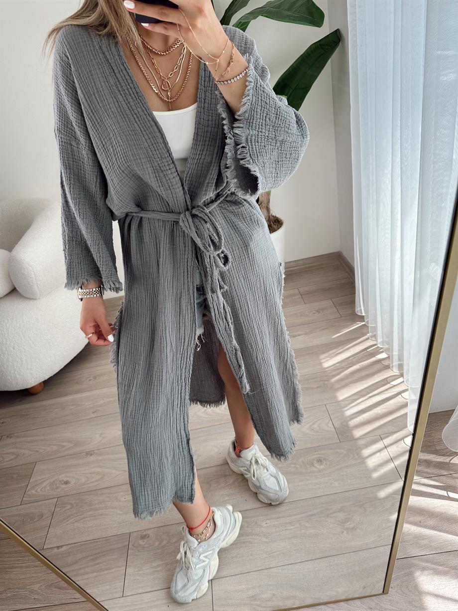Elhamra Antrasit Uzun Kimono