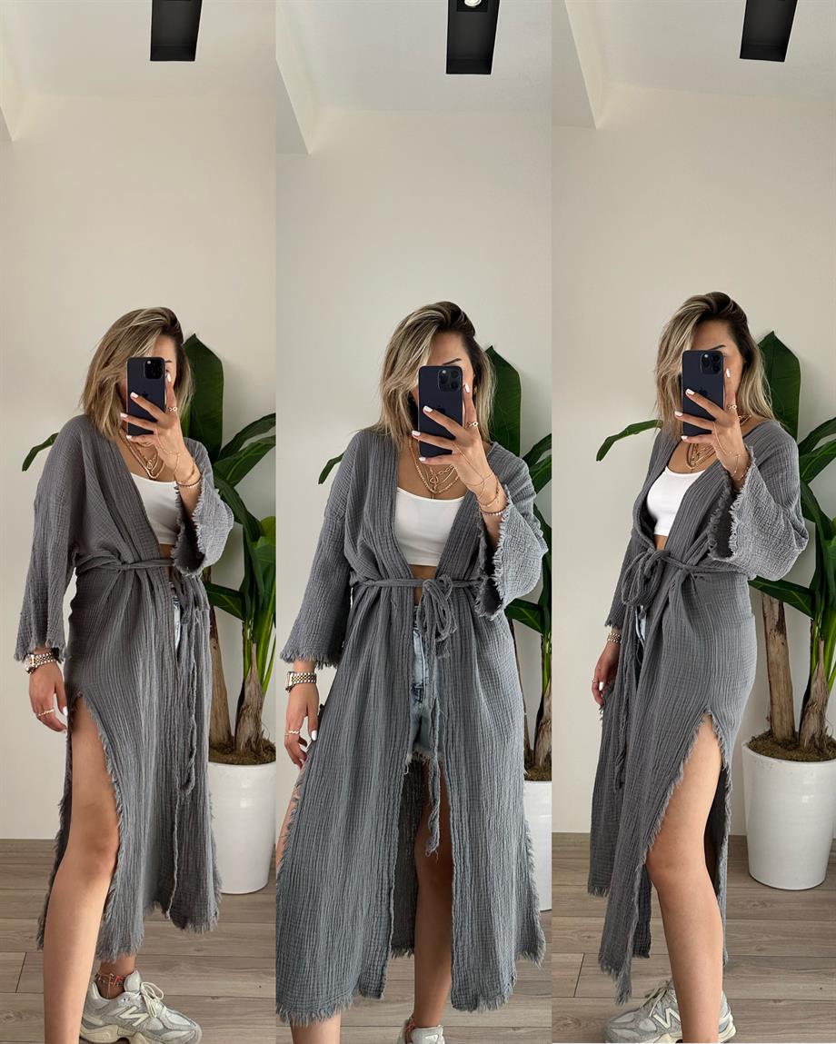 Elhamra Antrasit Uzun Kimono