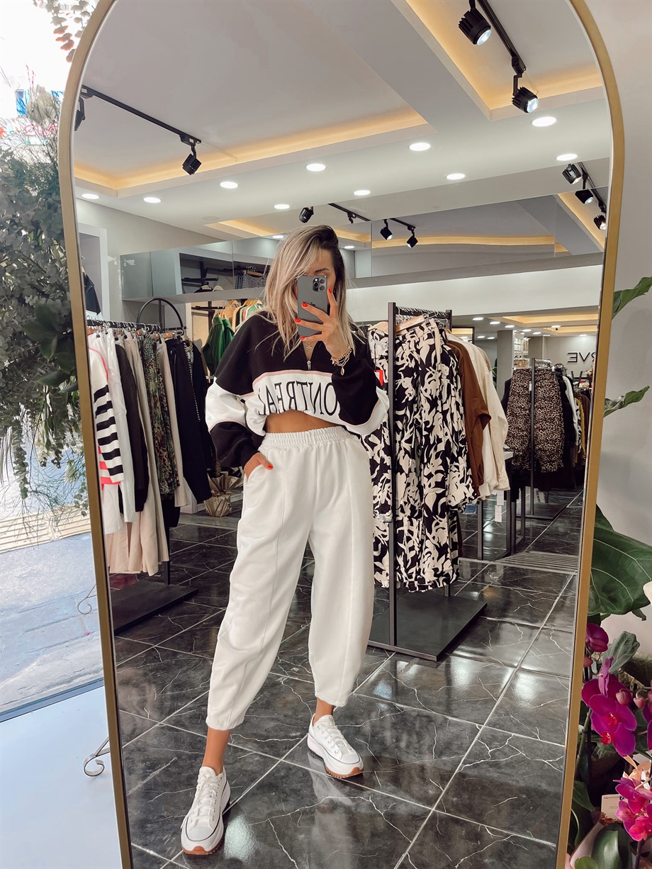 Fermuar Detaylı Kahve Sweat