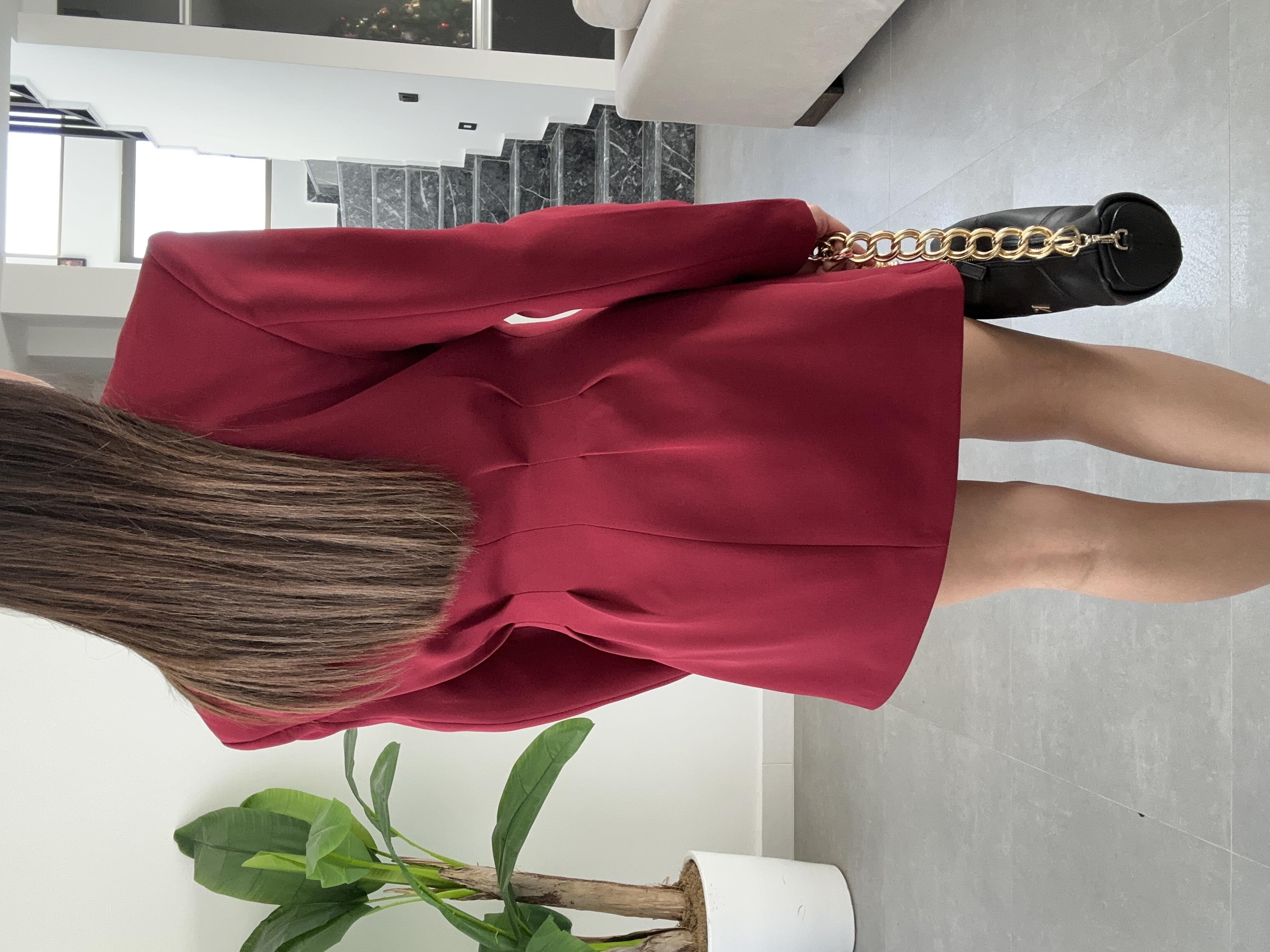 Fresno Bordo Blazer Etek Takım