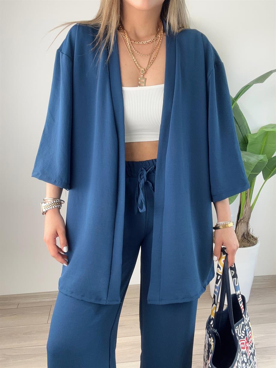 Galila Lacivert Kimono-Pantolon Takım
