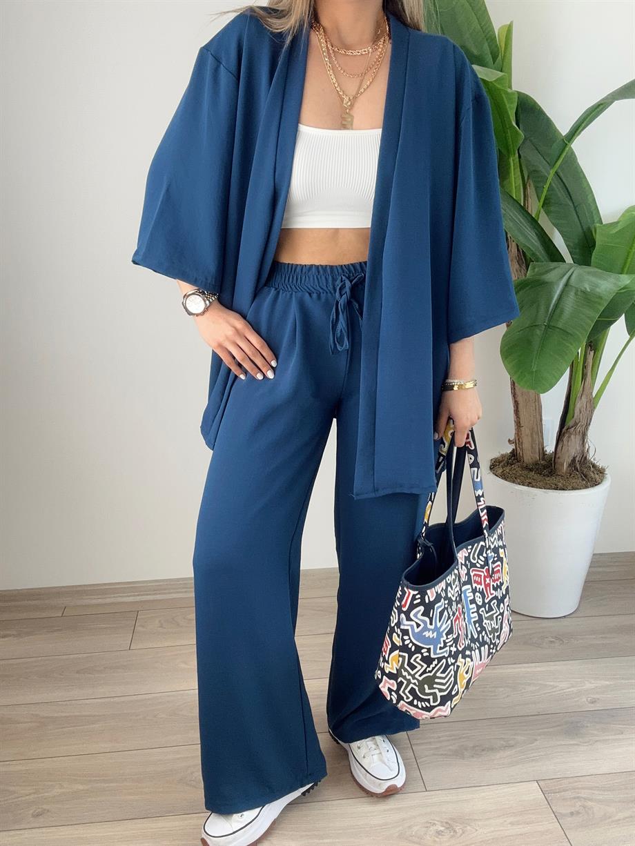 Galila Lacivert Kimono-Pantolon Takım