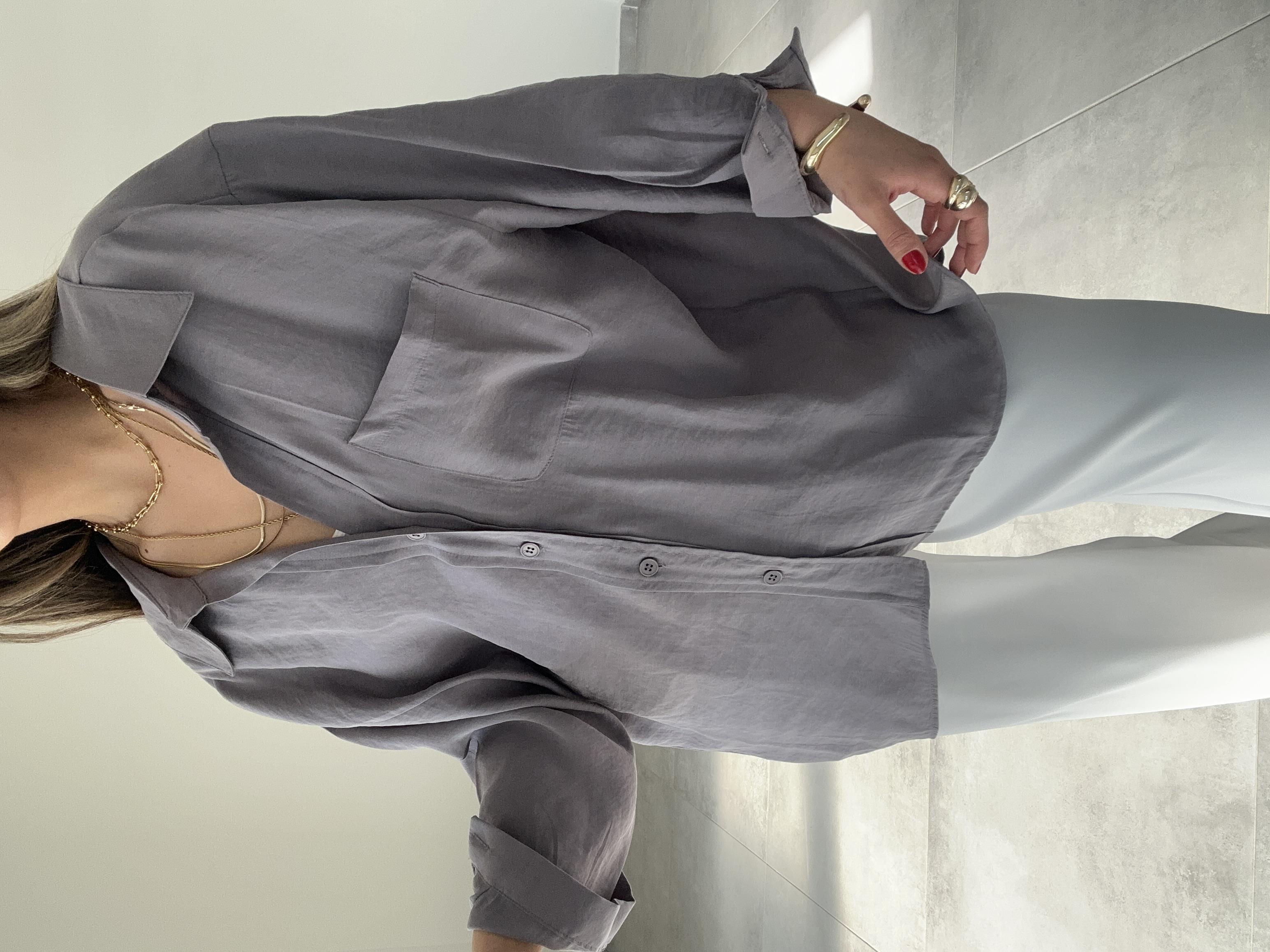 Gri  Düşük Omuz Gömlek