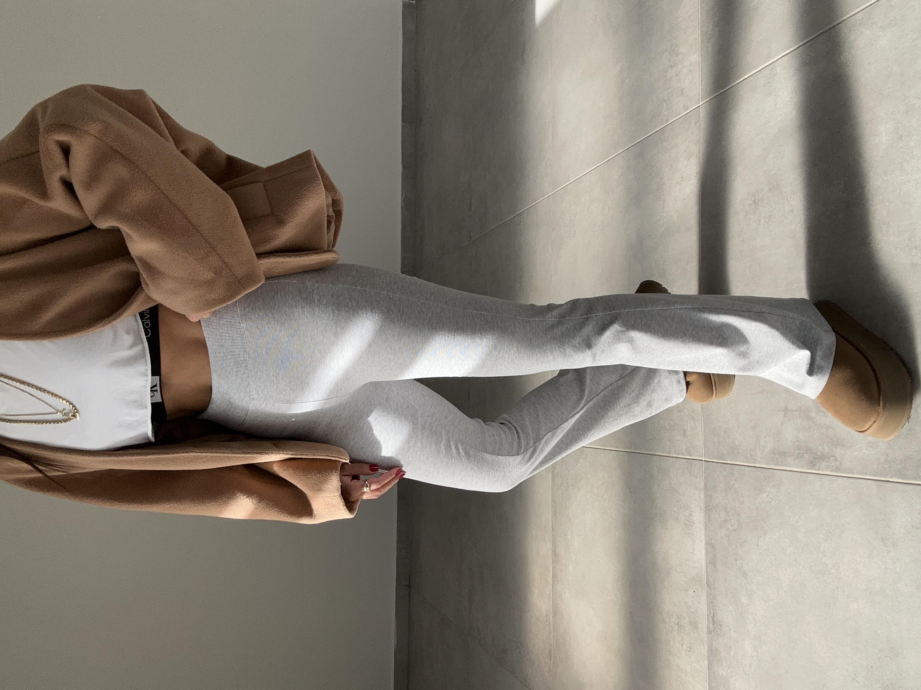 Gri İspanyol Paça Kalın Kemer Pantolon