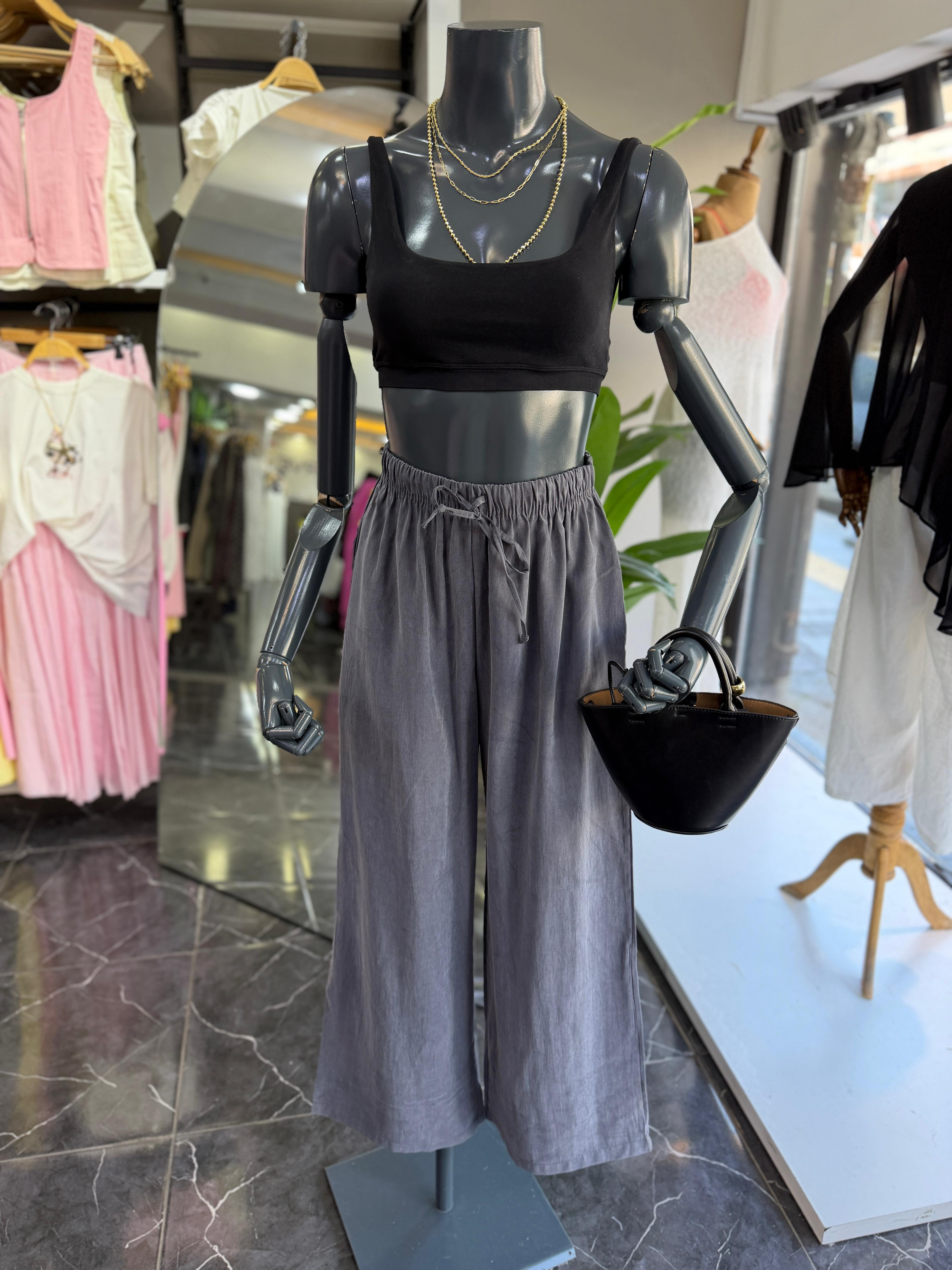 Gri Tencel Cupra Pantolon