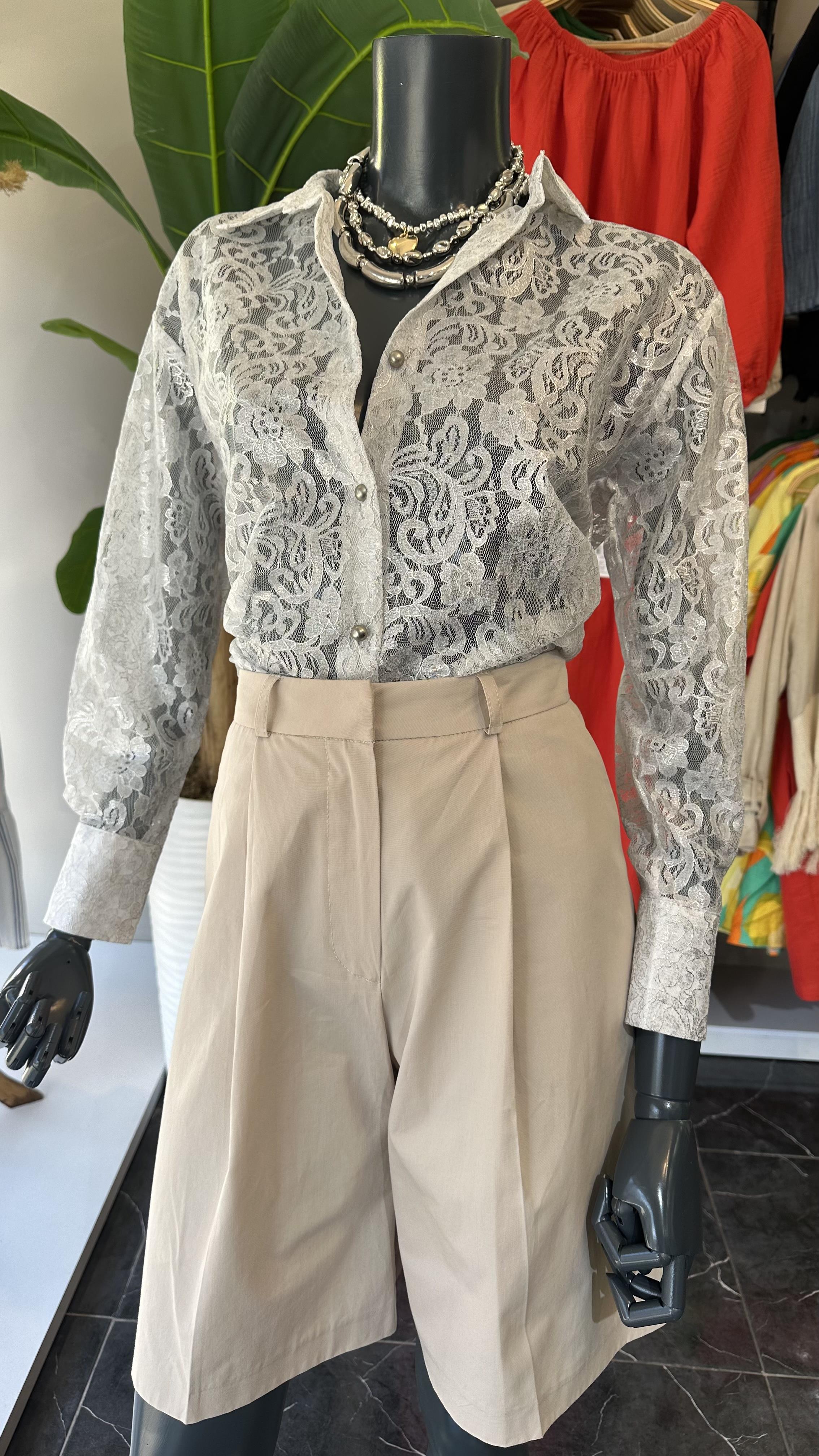 Gümüş Simli Güpürlü Gömlek