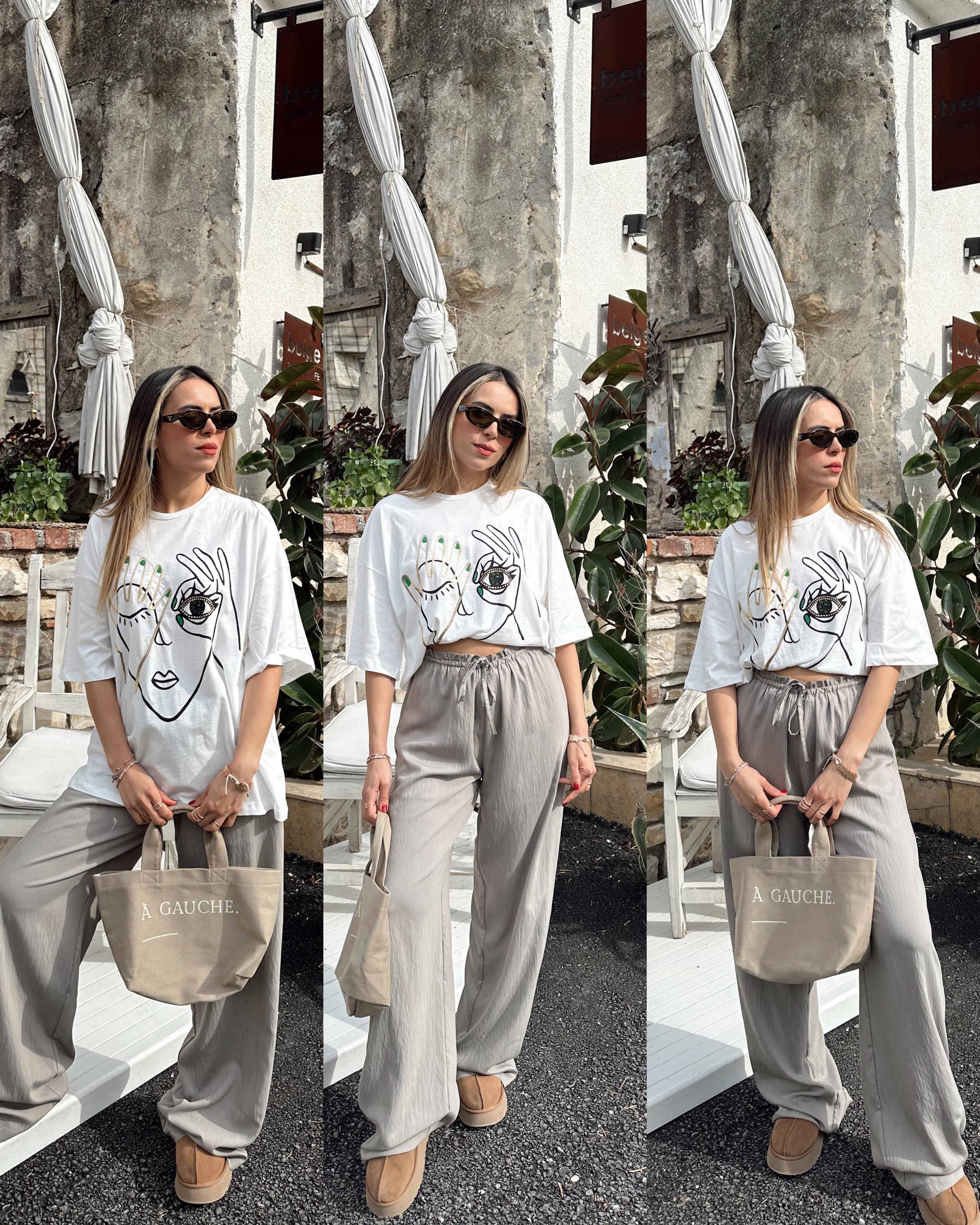 Haki Beli Büzgülü Pantolon