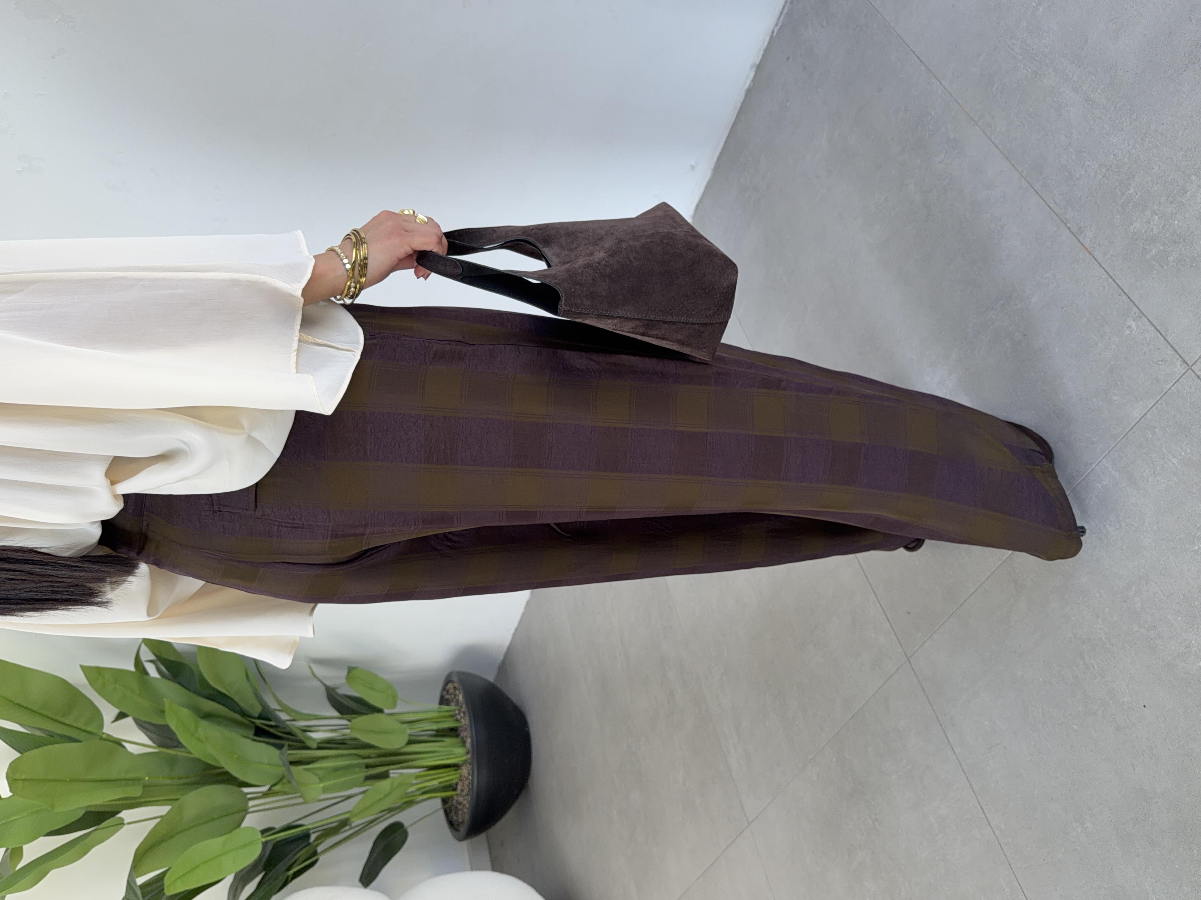 Haki Ekose Desenli Pantolon