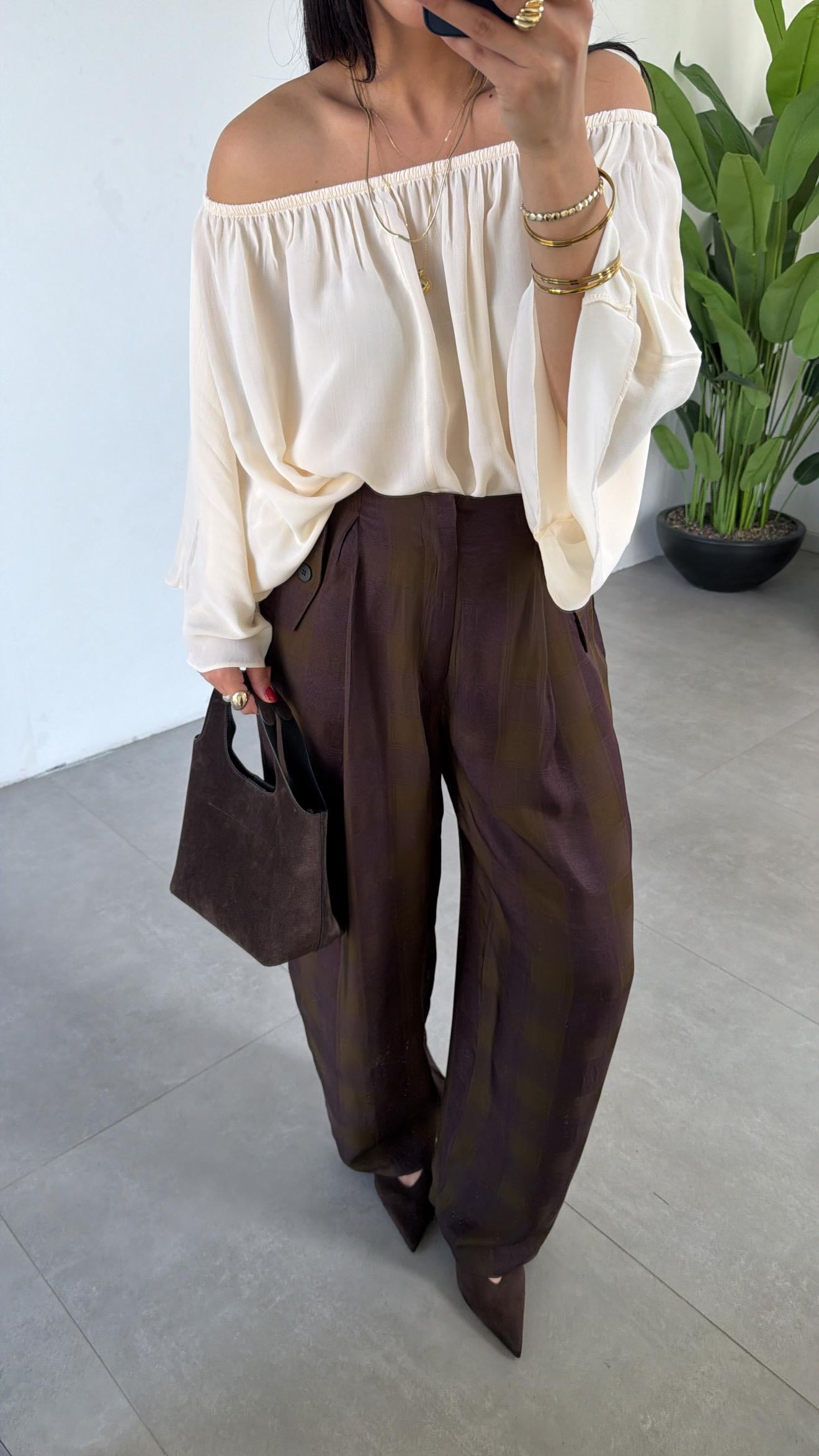 Haki Ekose Desenli Pantolon