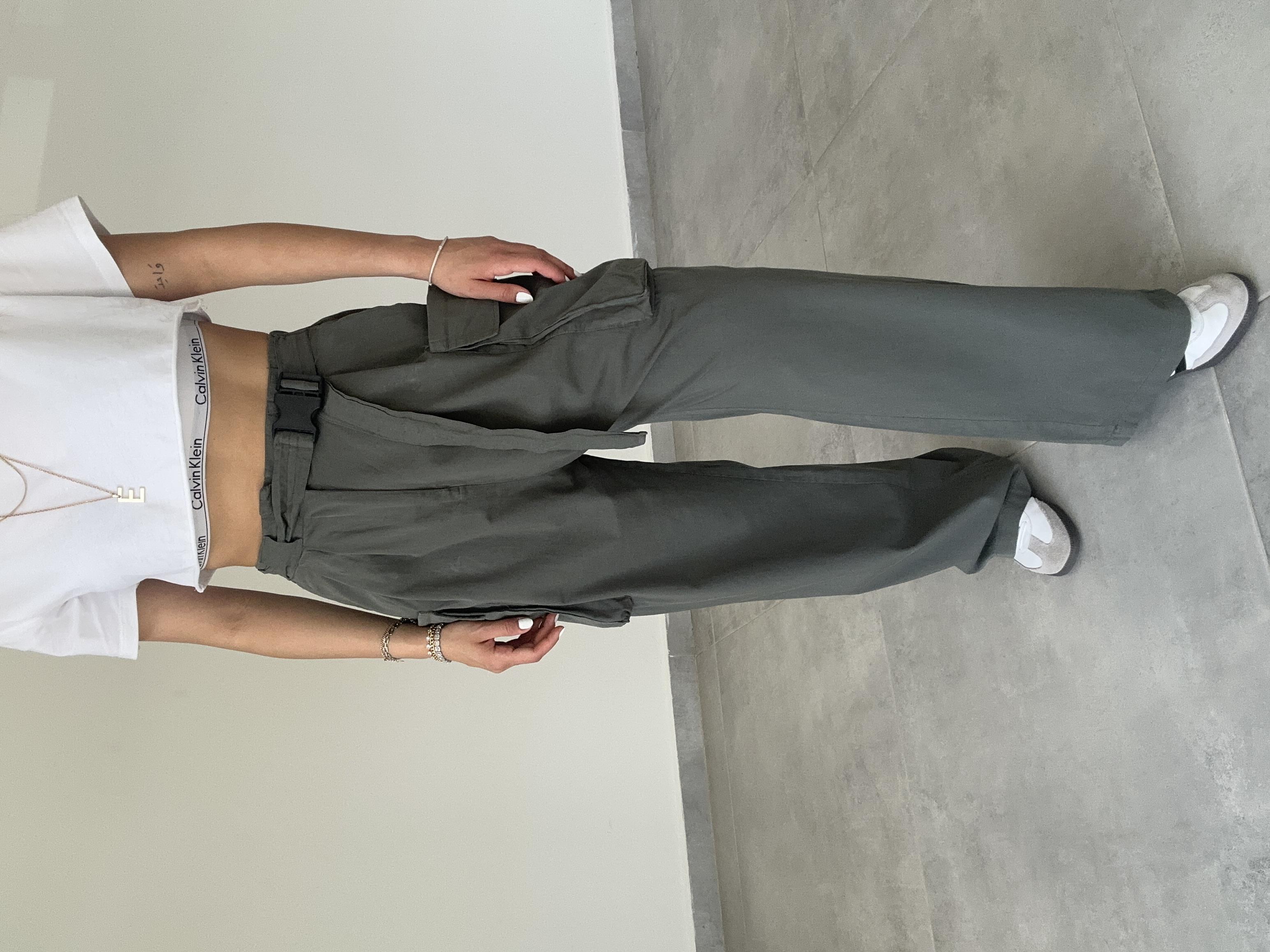 Haki Kemerli Kargo Pantolon