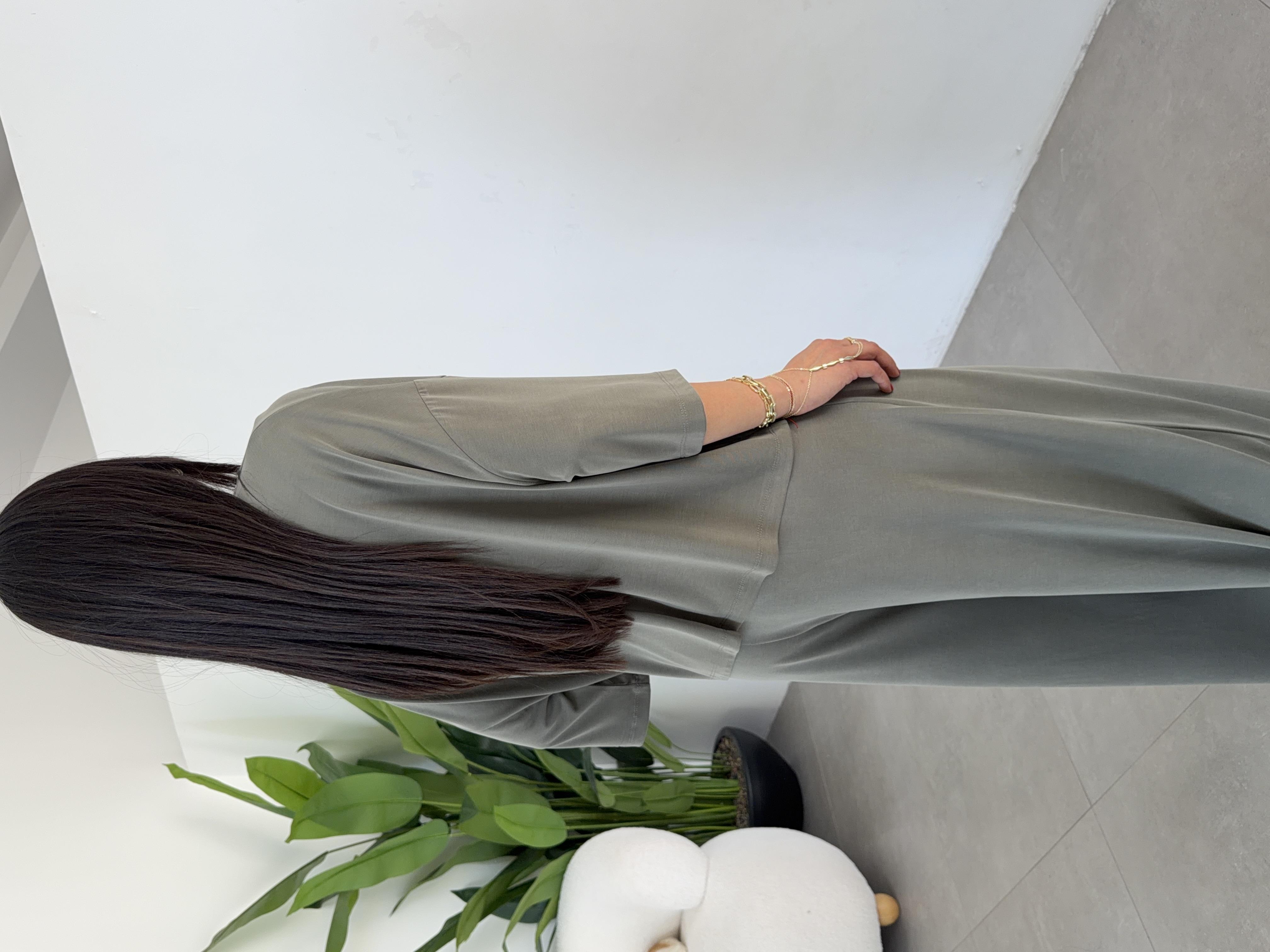 Comfort Haki Modal Düşük Kol T-Shirt