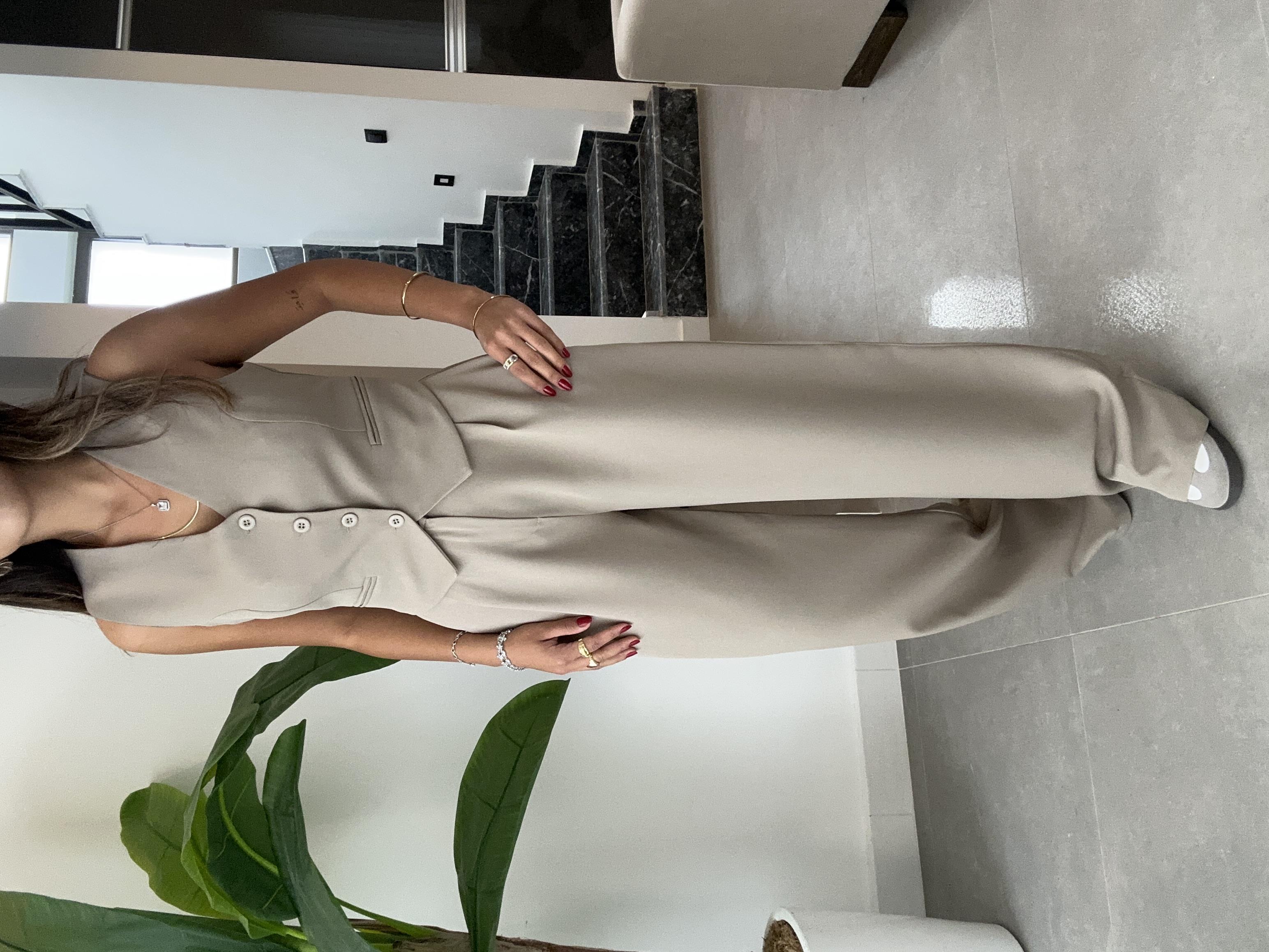 Haki Önü Düğmeli Kısa Yelek