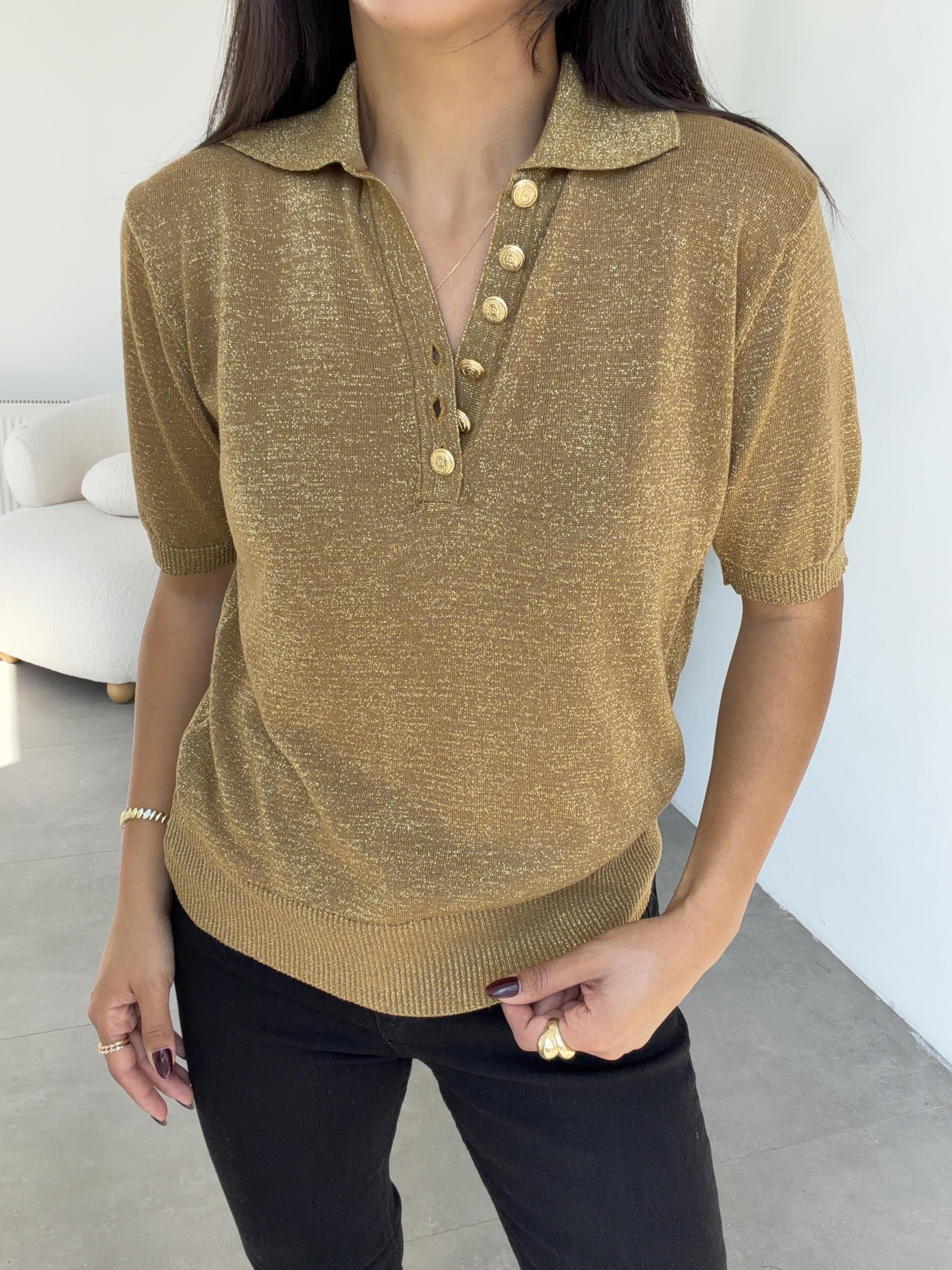 Haki Simli Triko Bluz