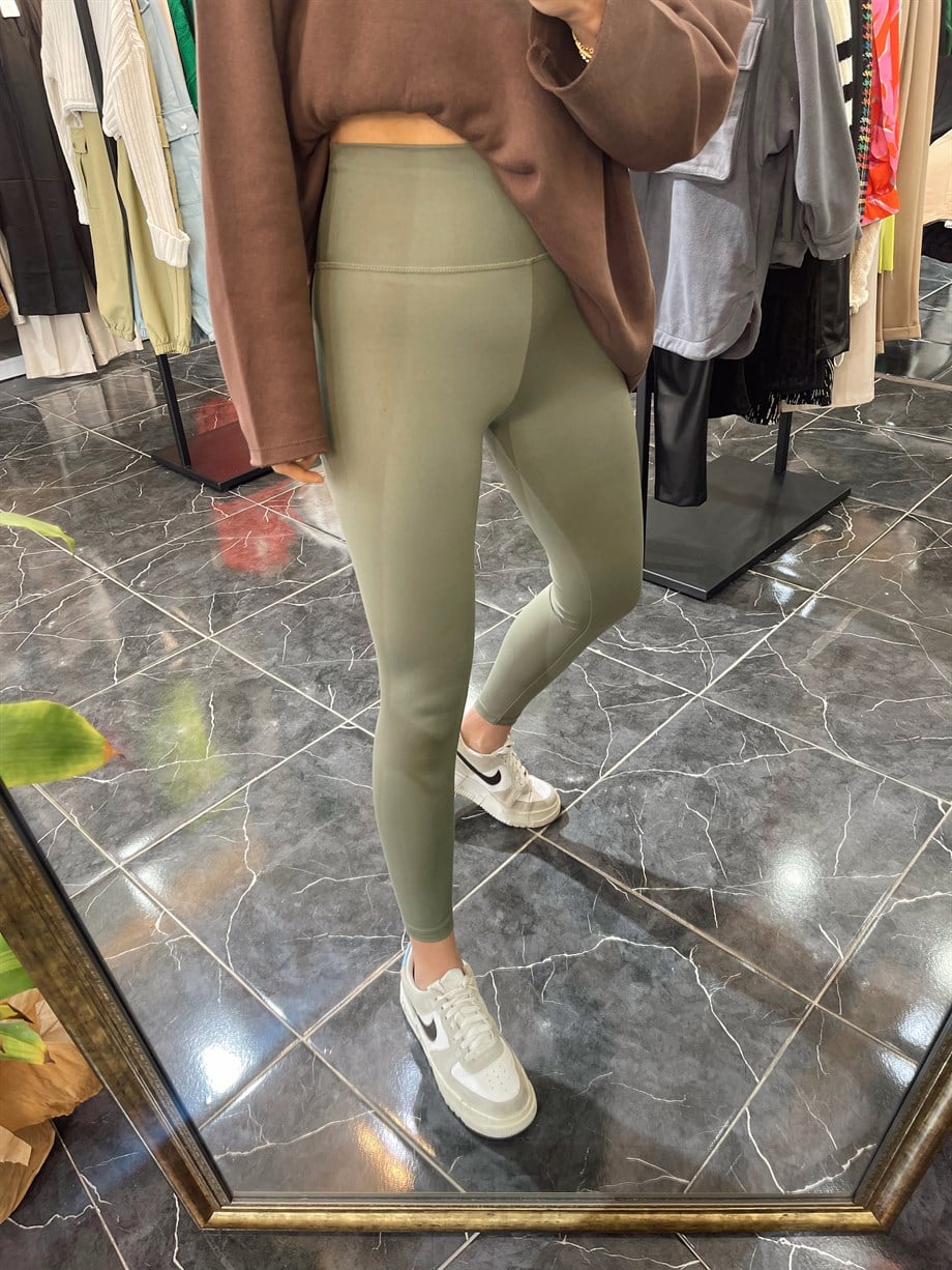 Haki Yüksek Bel Fit Tayt