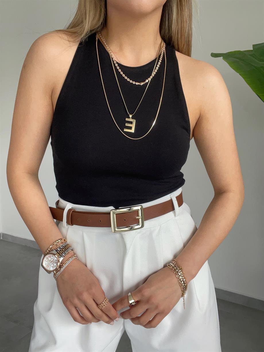 Halter Yaka Siyah Bluz