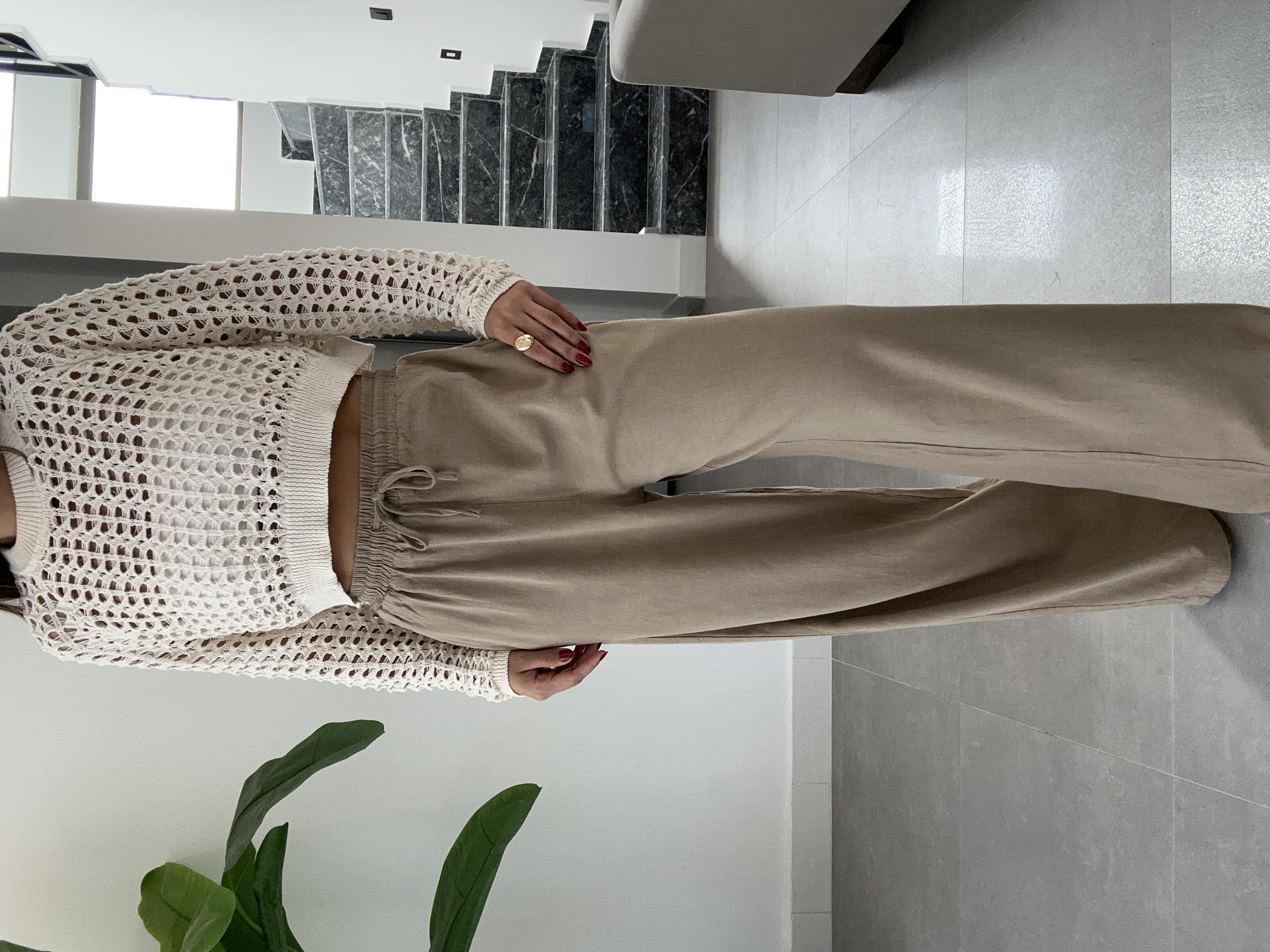 Ham Ekru Soluk Efektli Triko Kazak