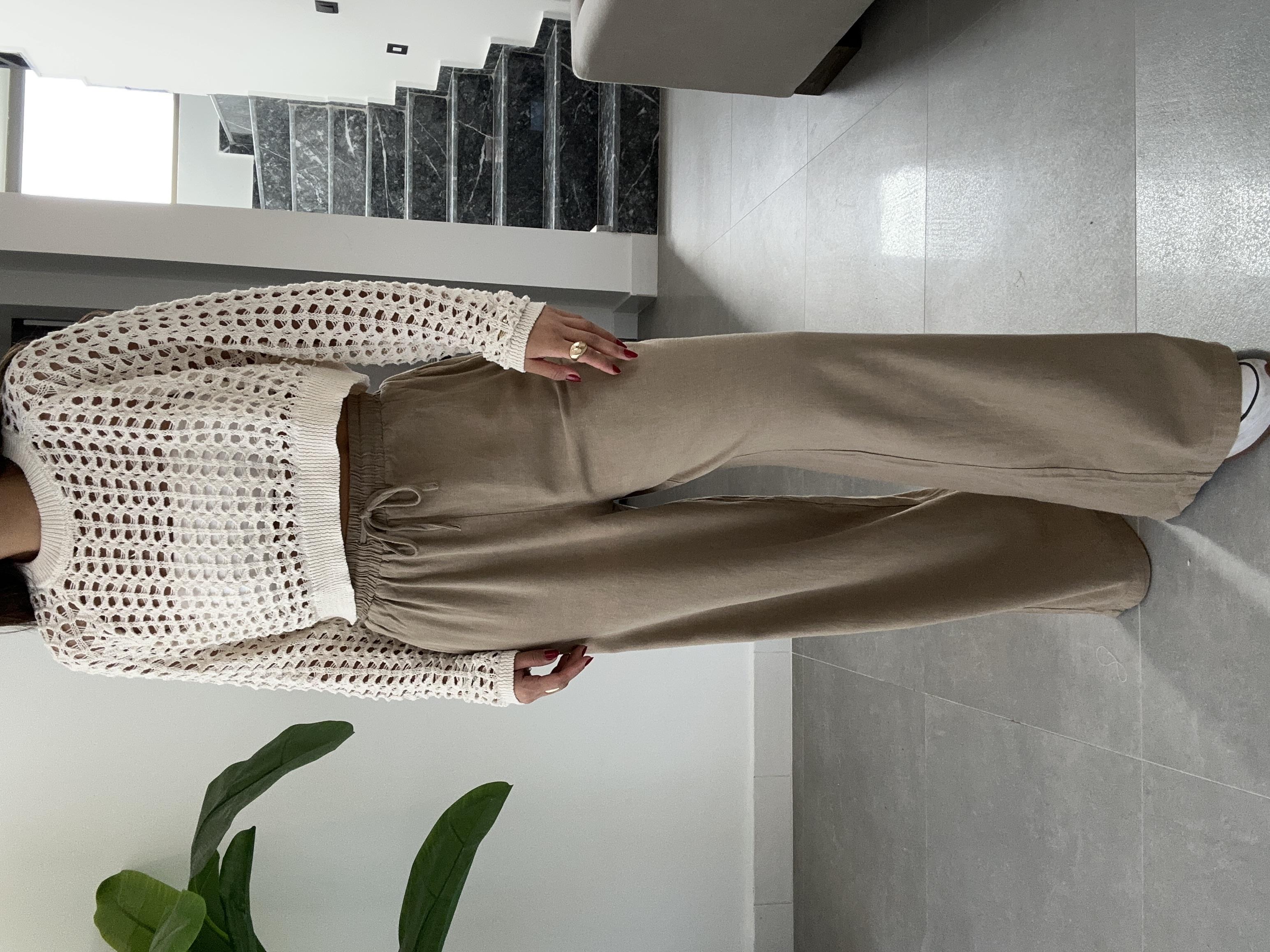 Ham Ekru Soluk Efektli Triko Kazak