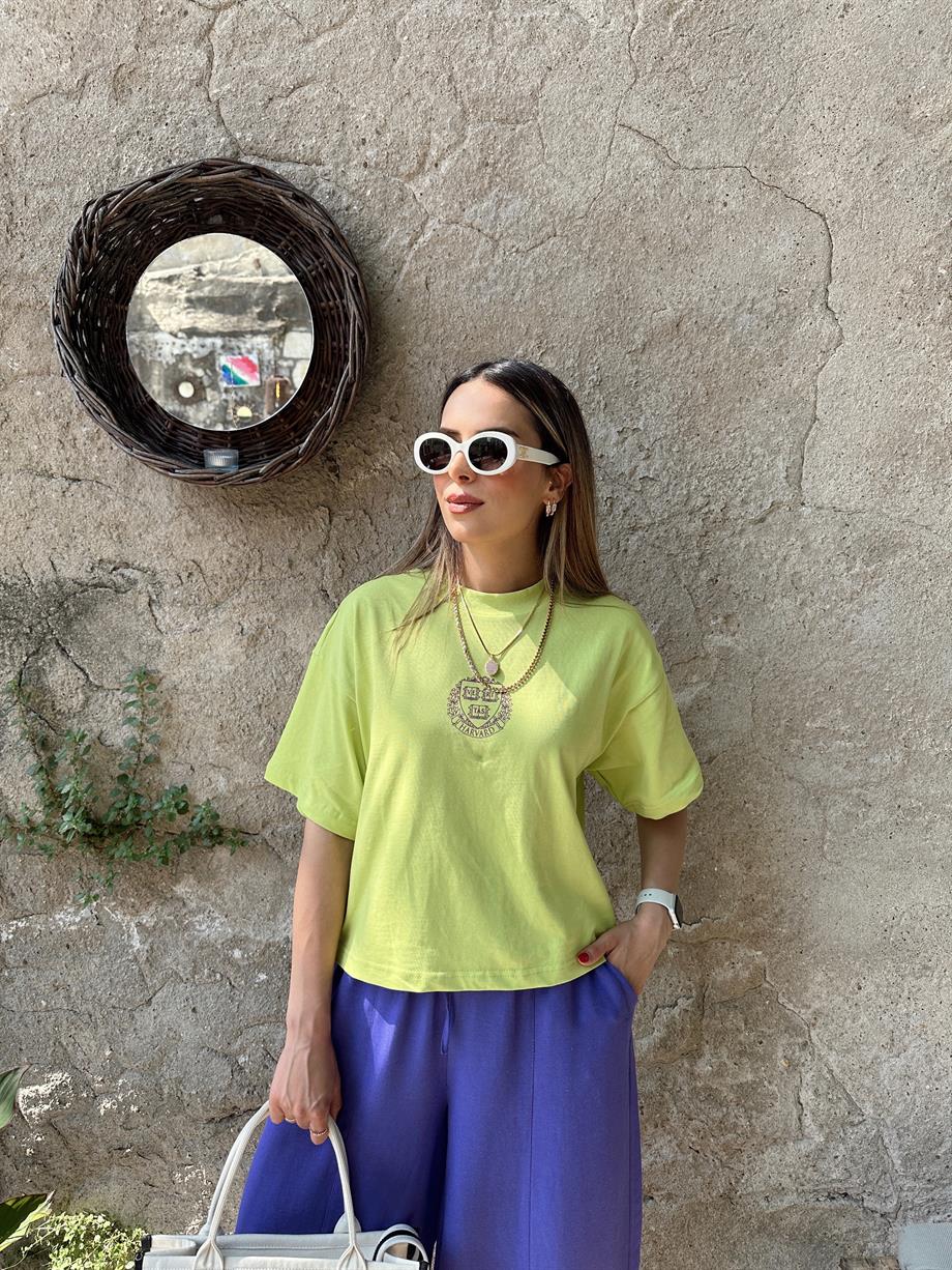 Harvard Yeşil Baskılı Tişört