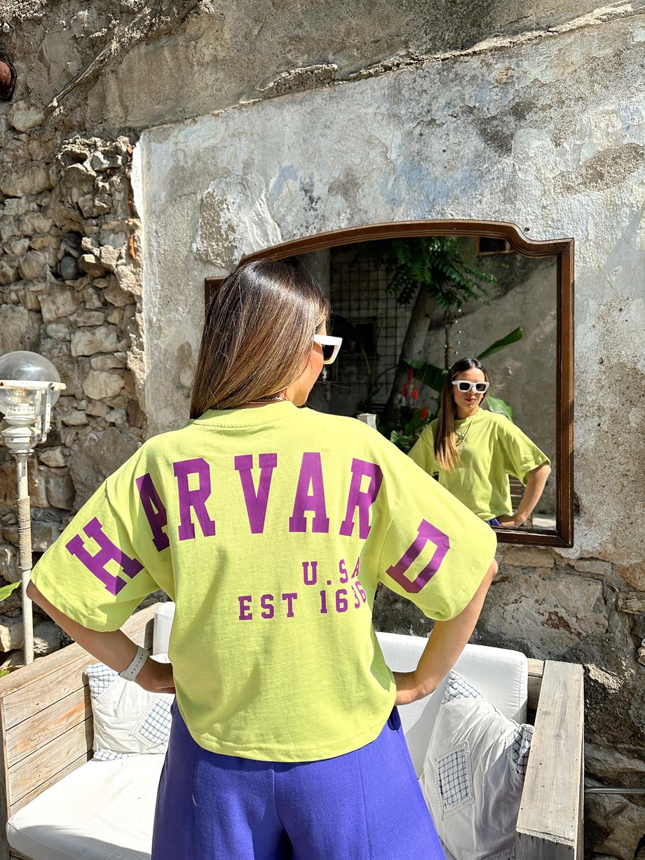 Harvard Yeşil Baskılı Tişört