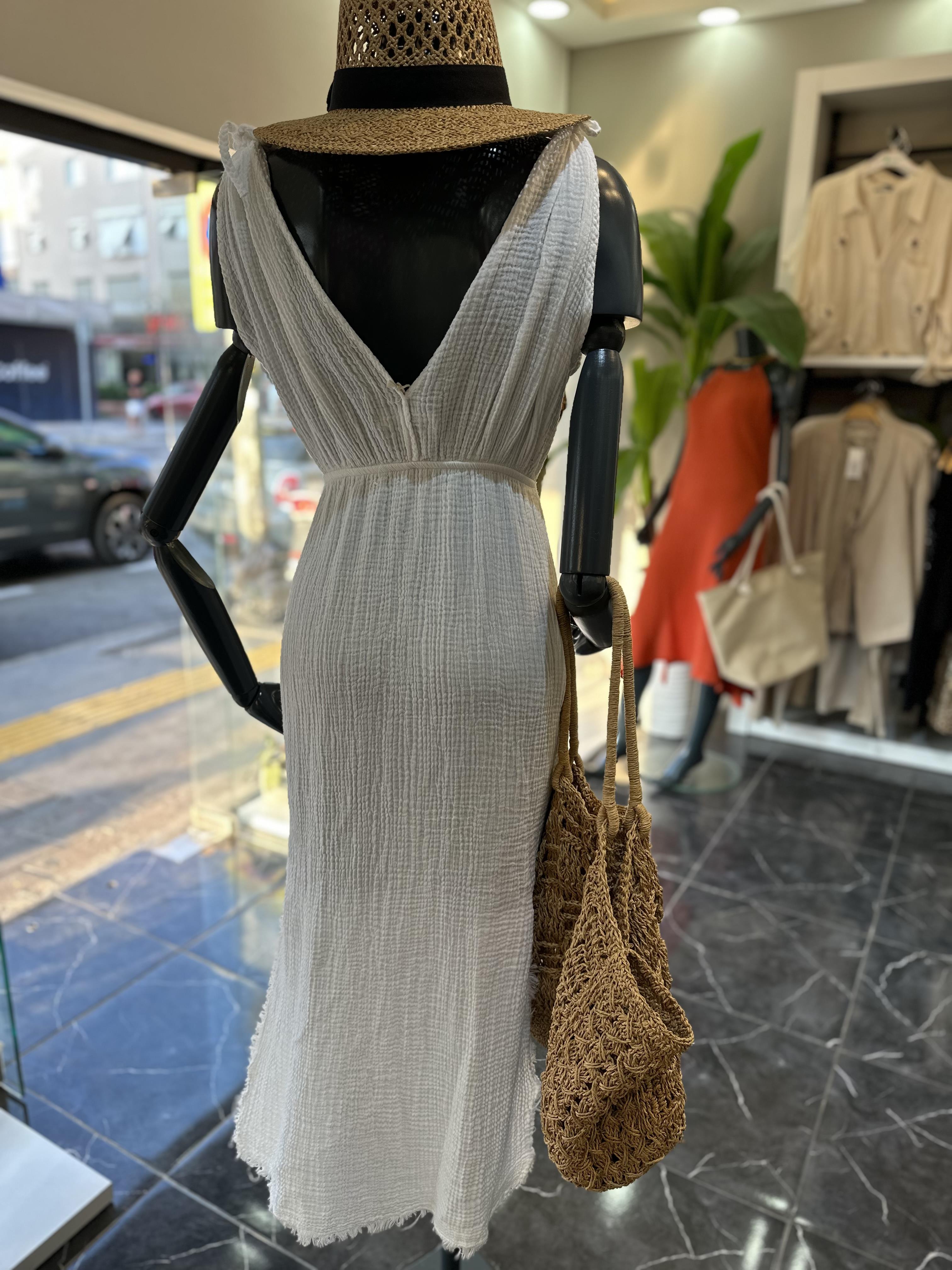 Helen Beyaz Müslin Elbise