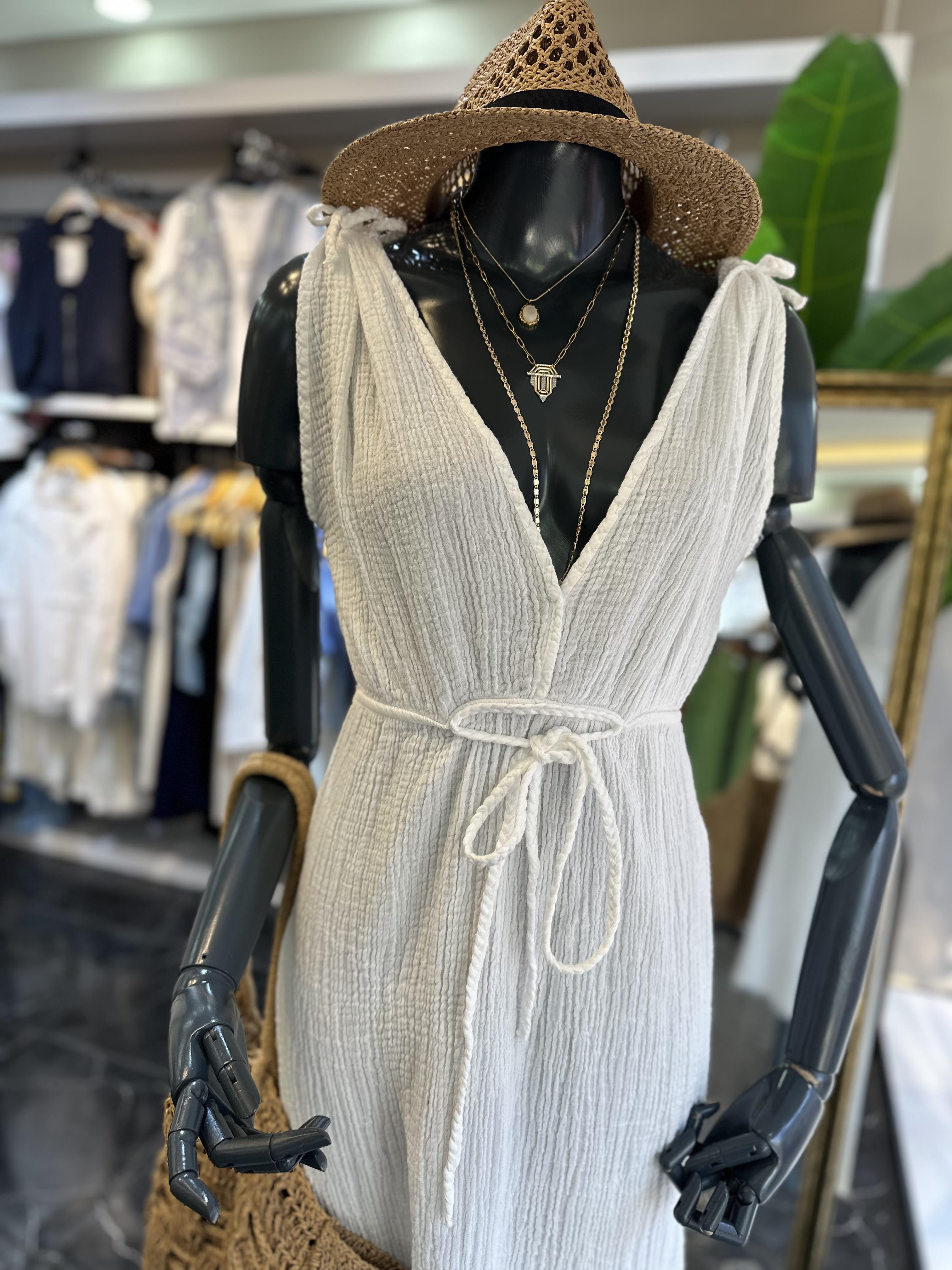 Helen Beyaz Müslin Elbise