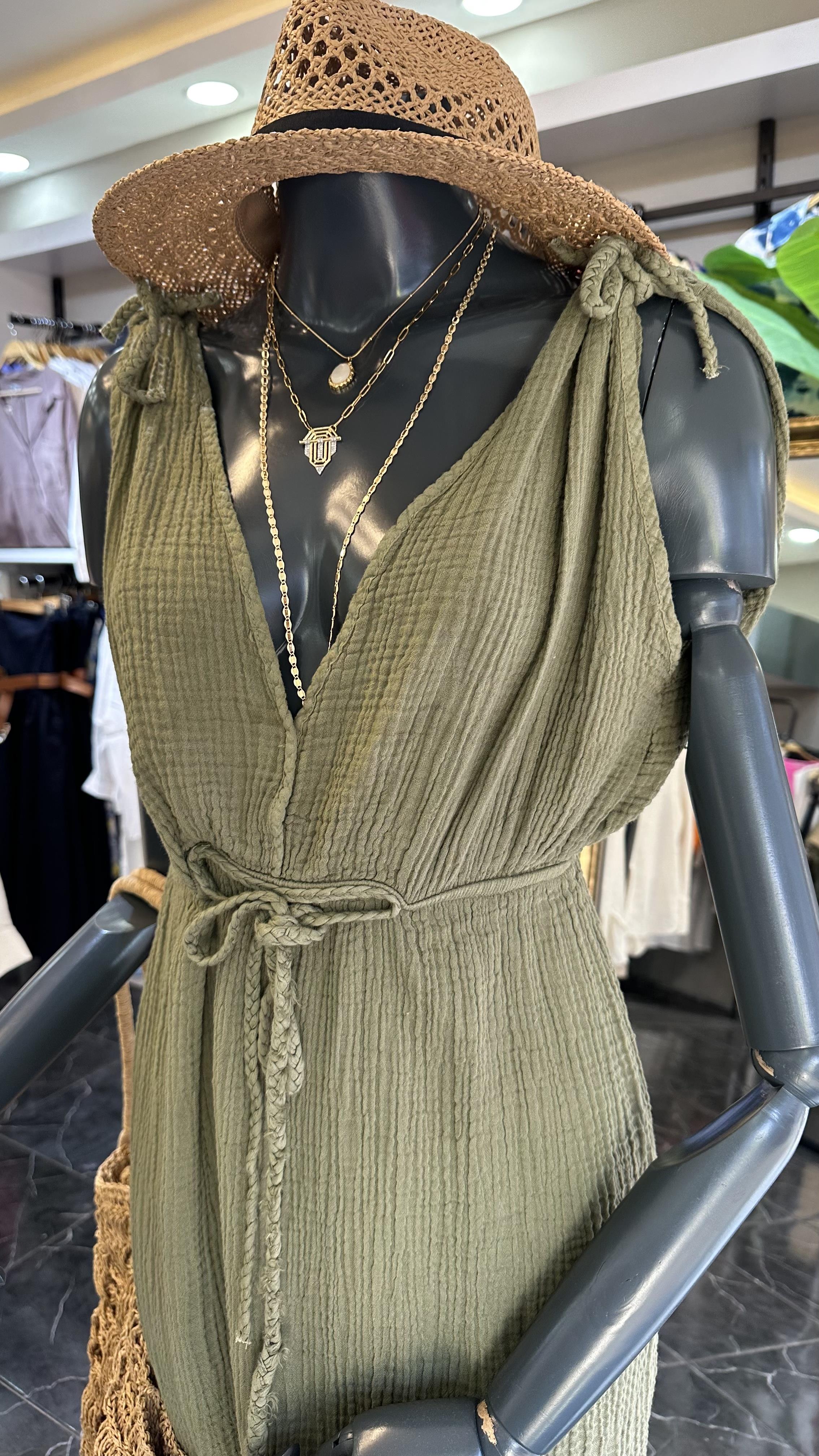 Helen Haki Müslin Elbise