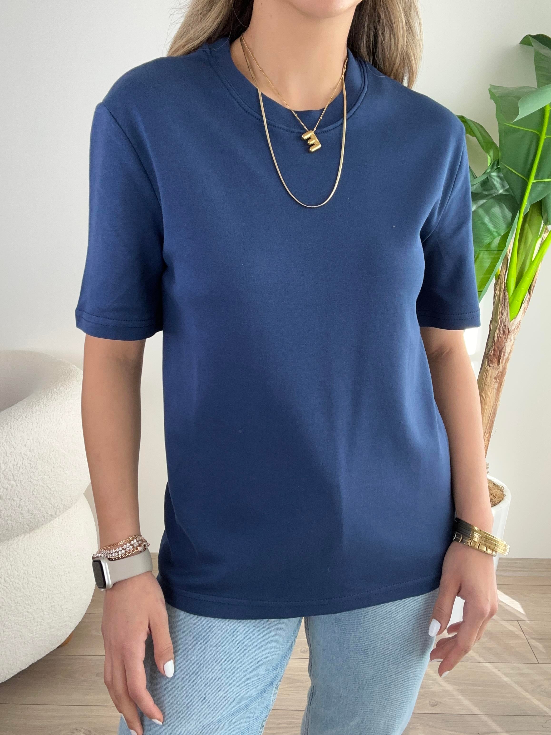 İndigo Bisiklet Yaka Basic Tişört