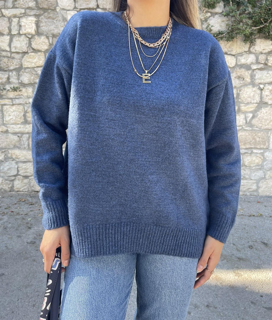 İndigo Salaş Triko Kazak