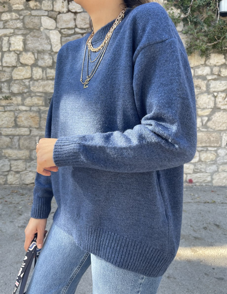 İndigo Salaş Triko Kazak