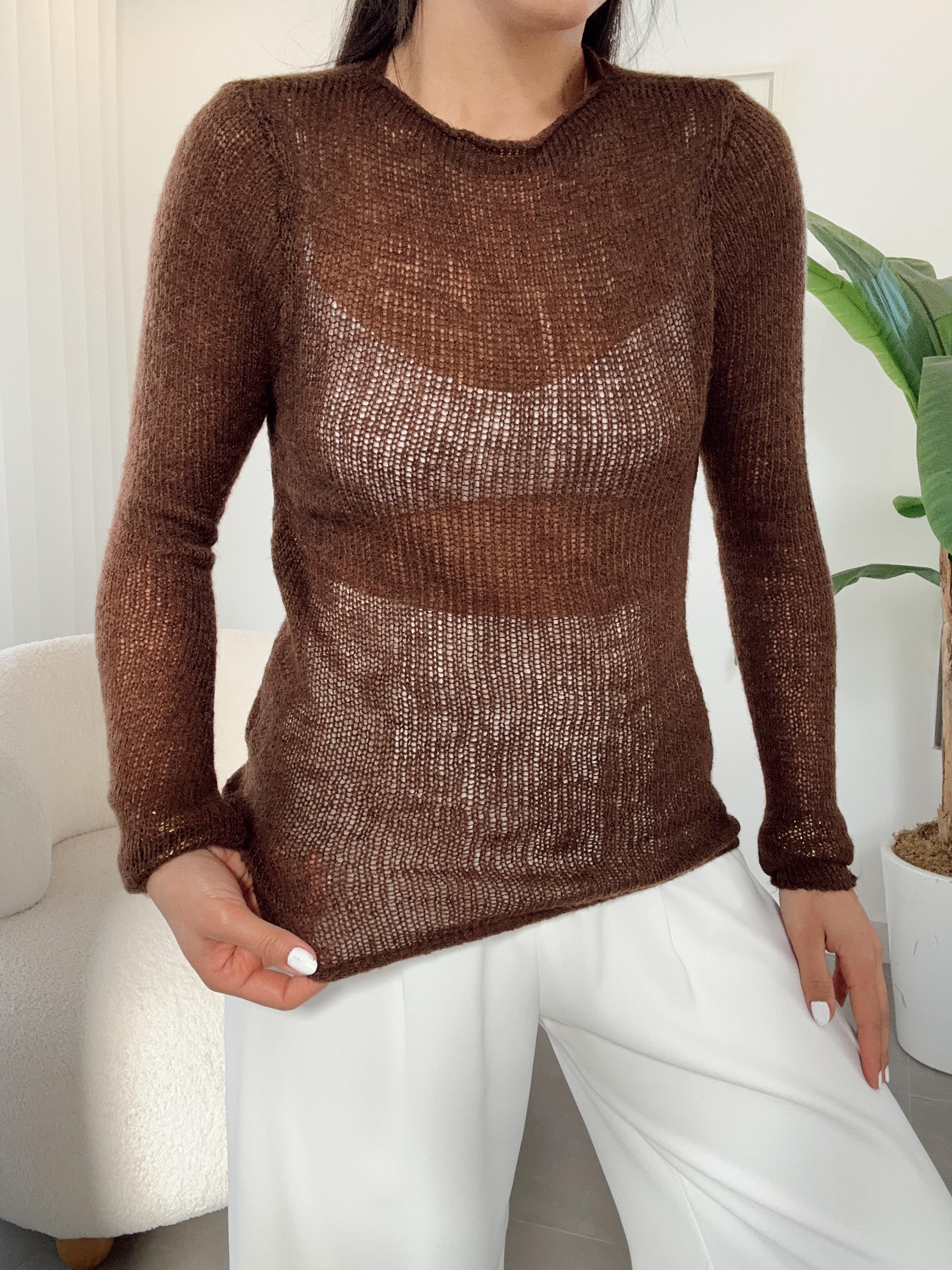 Kahve Ajurlu Triko Kazak