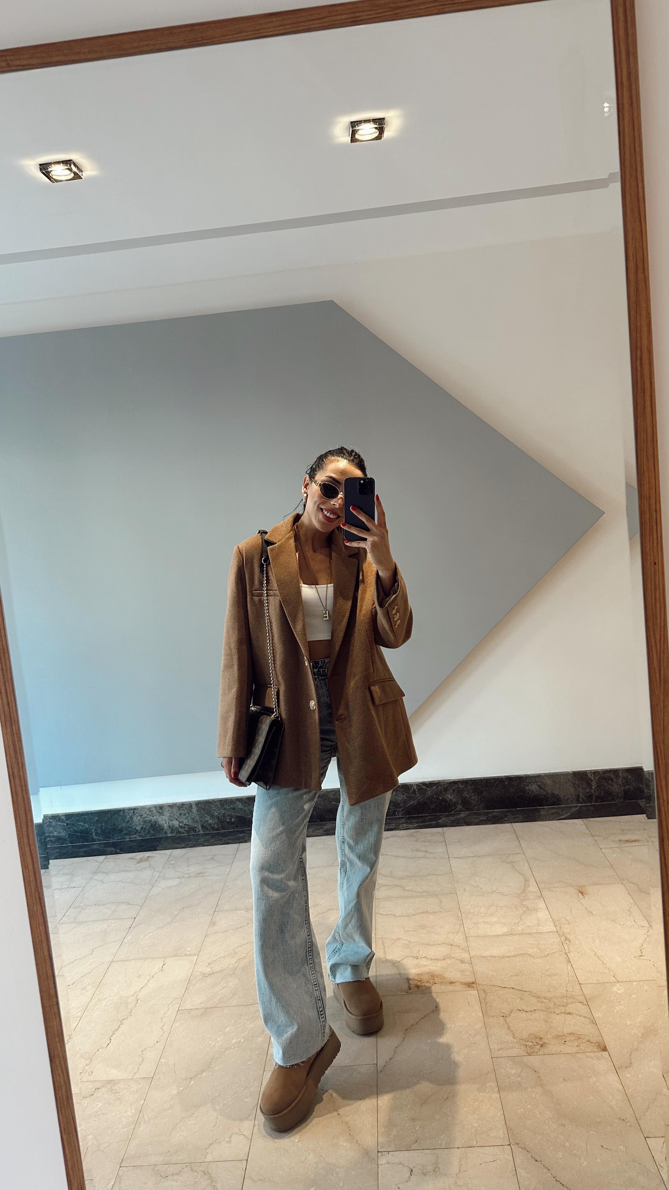 Kahve Balık Sırtı Ceket