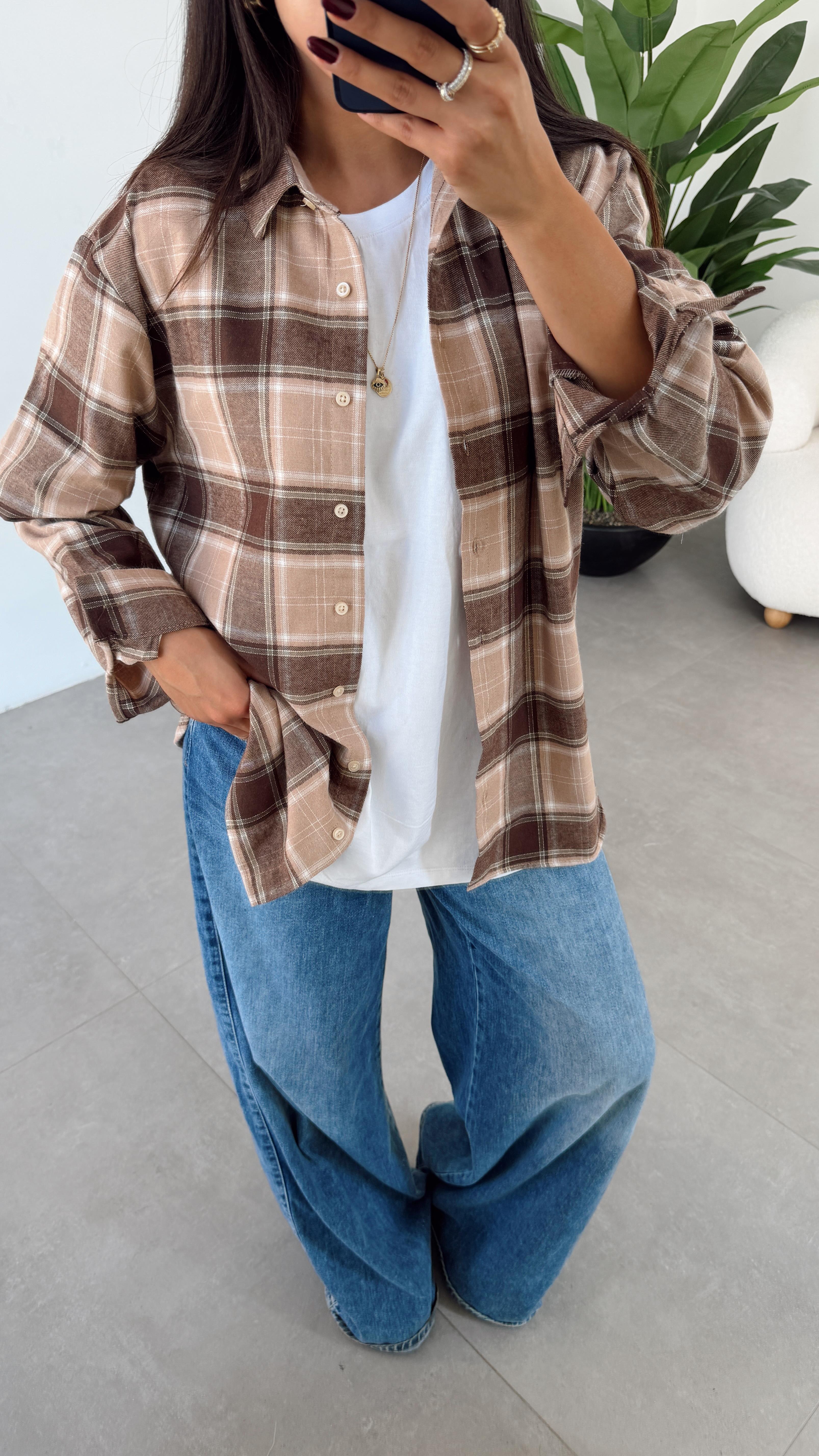 Kahve-Bej Oduncu Gömlek